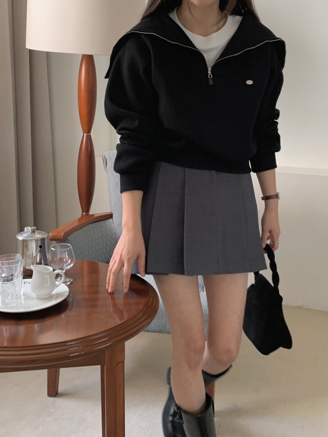 寬折後鬆緊內安全褲短裙