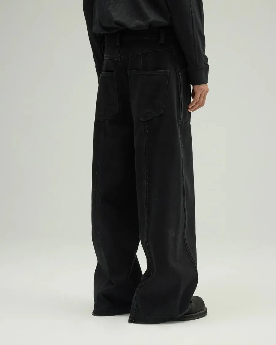 SILVER NINE Raw-Edge Wide Denim Pants
