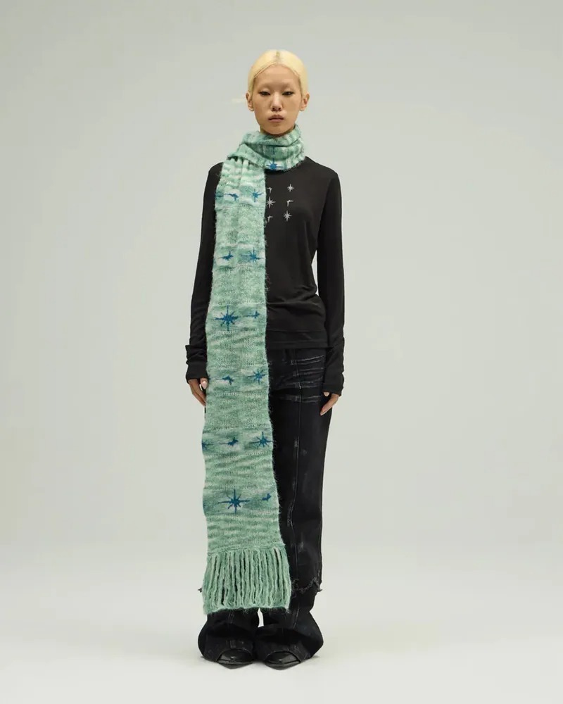 SILVER NINE Mixed-Yarn Star Scarf