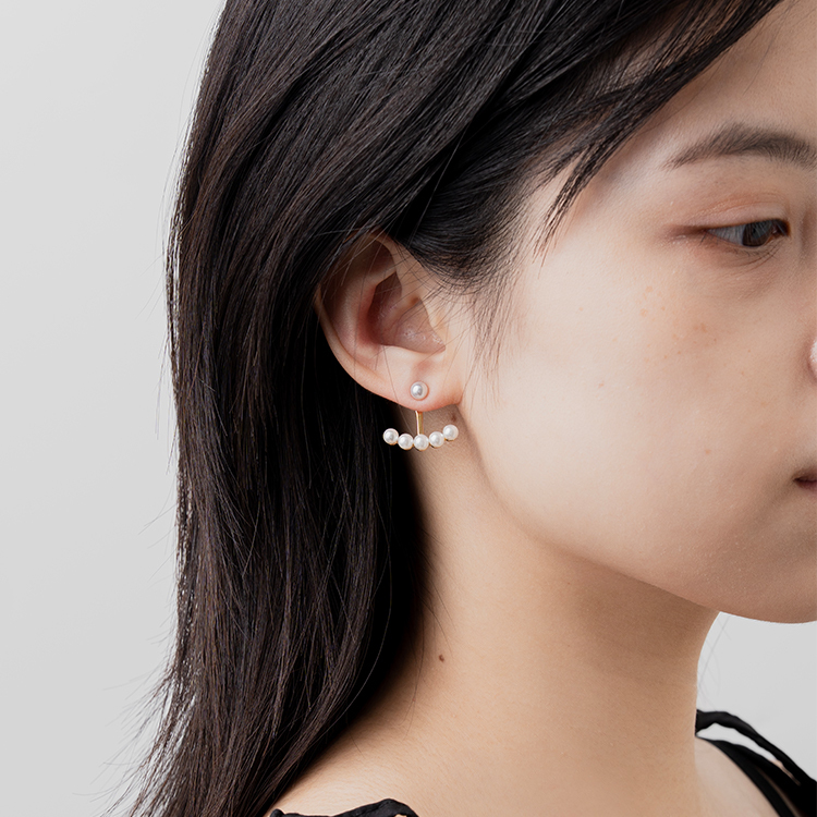 miramira珠光｜法式珍珠耳畔弧光耳環D1264-金12533