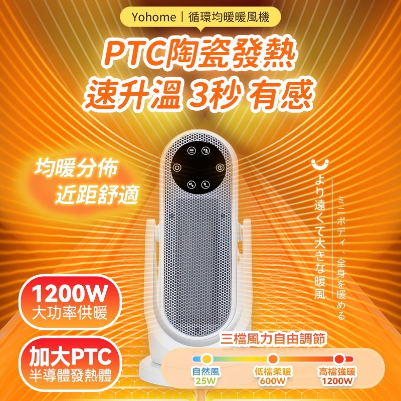 日本Yohome 全向自動4D搖頭均勻全身循環暖智感控開四季用暖風機PRO 💥全新上市💥[#SQ25120101]