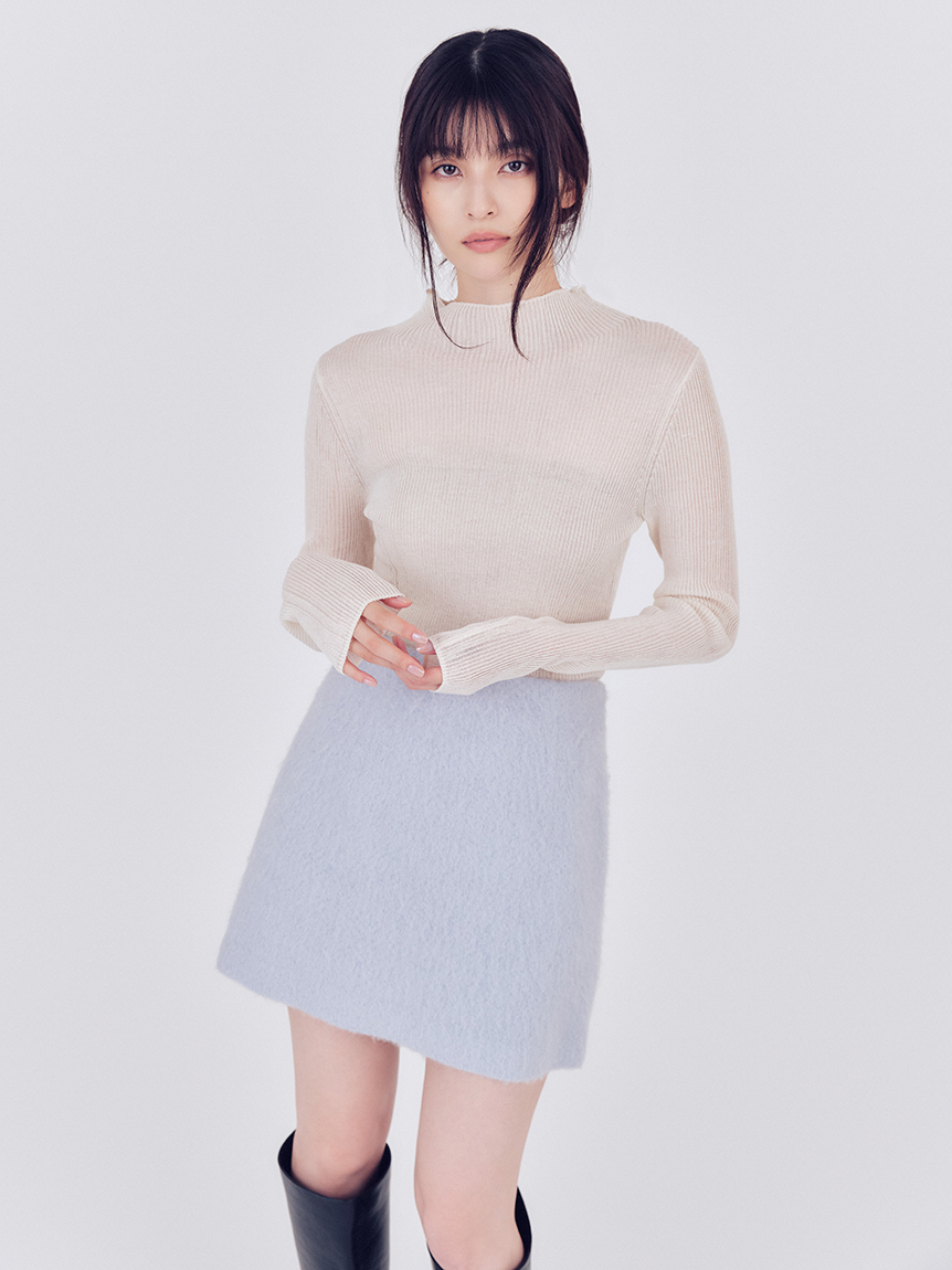 [預購] FRAY I.D 透膚羅紋高領針織上衣