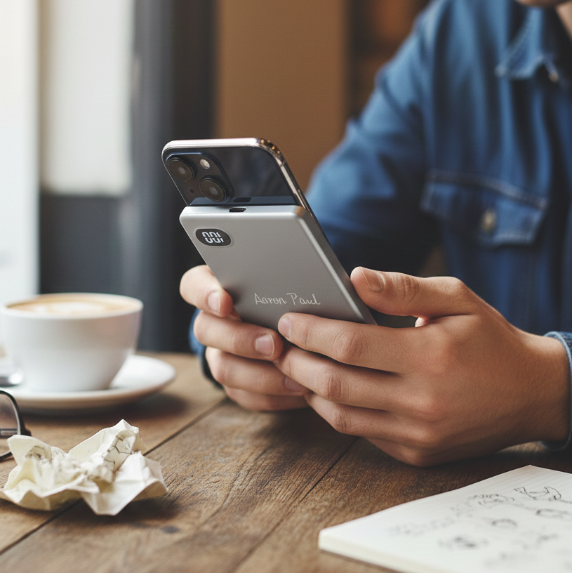 磁吸鋁合金行動電源|客製化鐫刻|超薄0.8cm|5千mAh|台灣製造合格認證|附贈禮盒包裝、品牌提袋