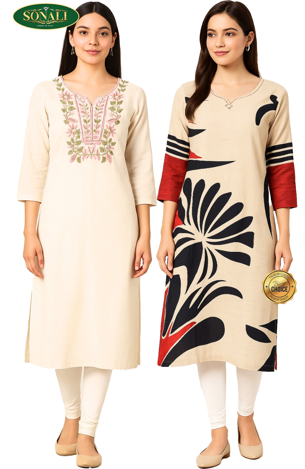 Sonali's Premier Quality Women's Polyester Cotton Tops / Kurti -Color & Style refer Images.