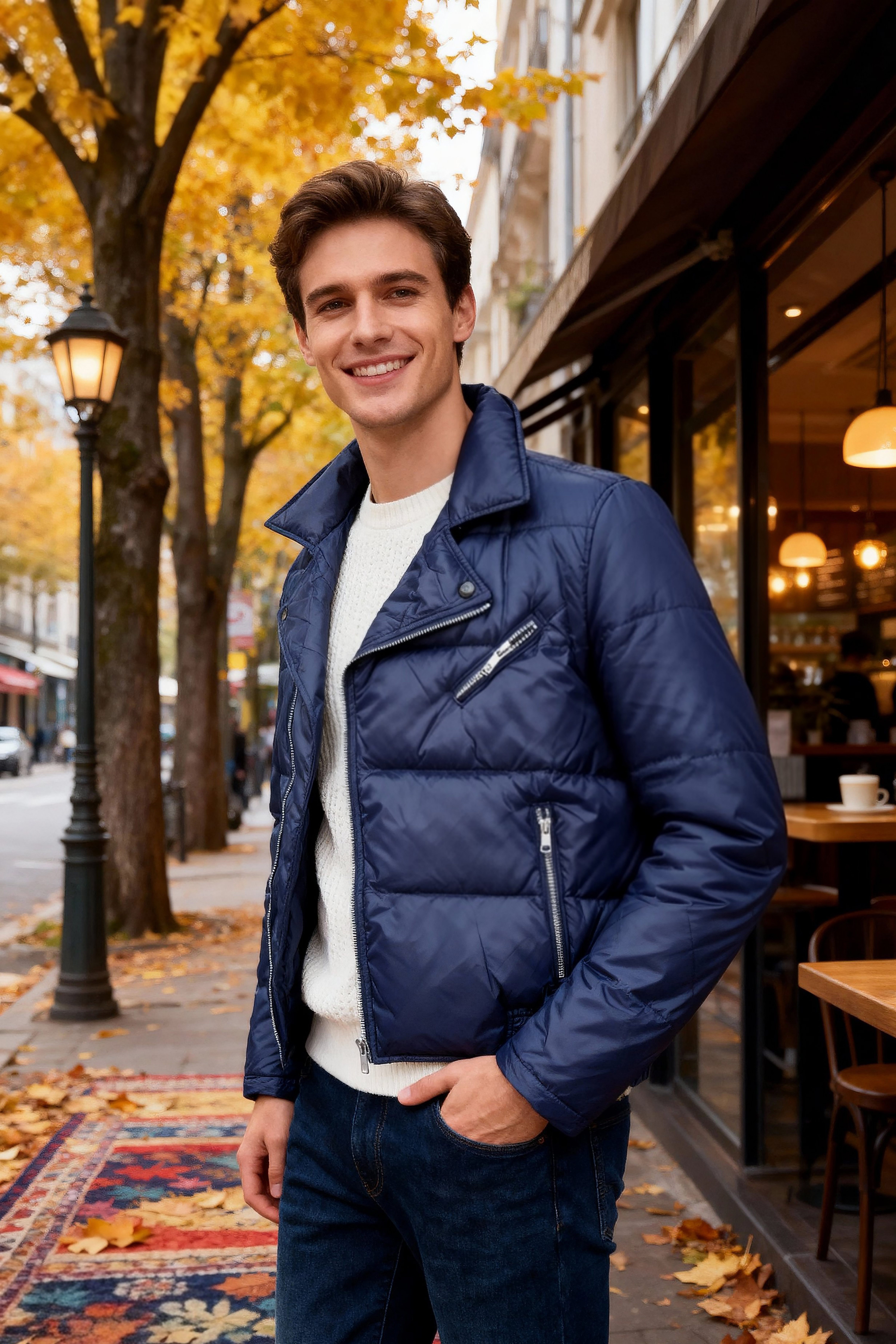 2212126SGDJ 翻领斜拉可拆袖變背心服羽绒夾克外套