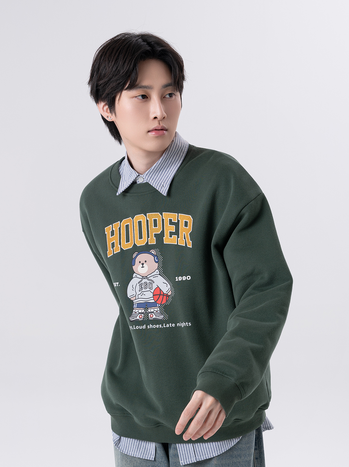 全能小熊刺繡印花大學T