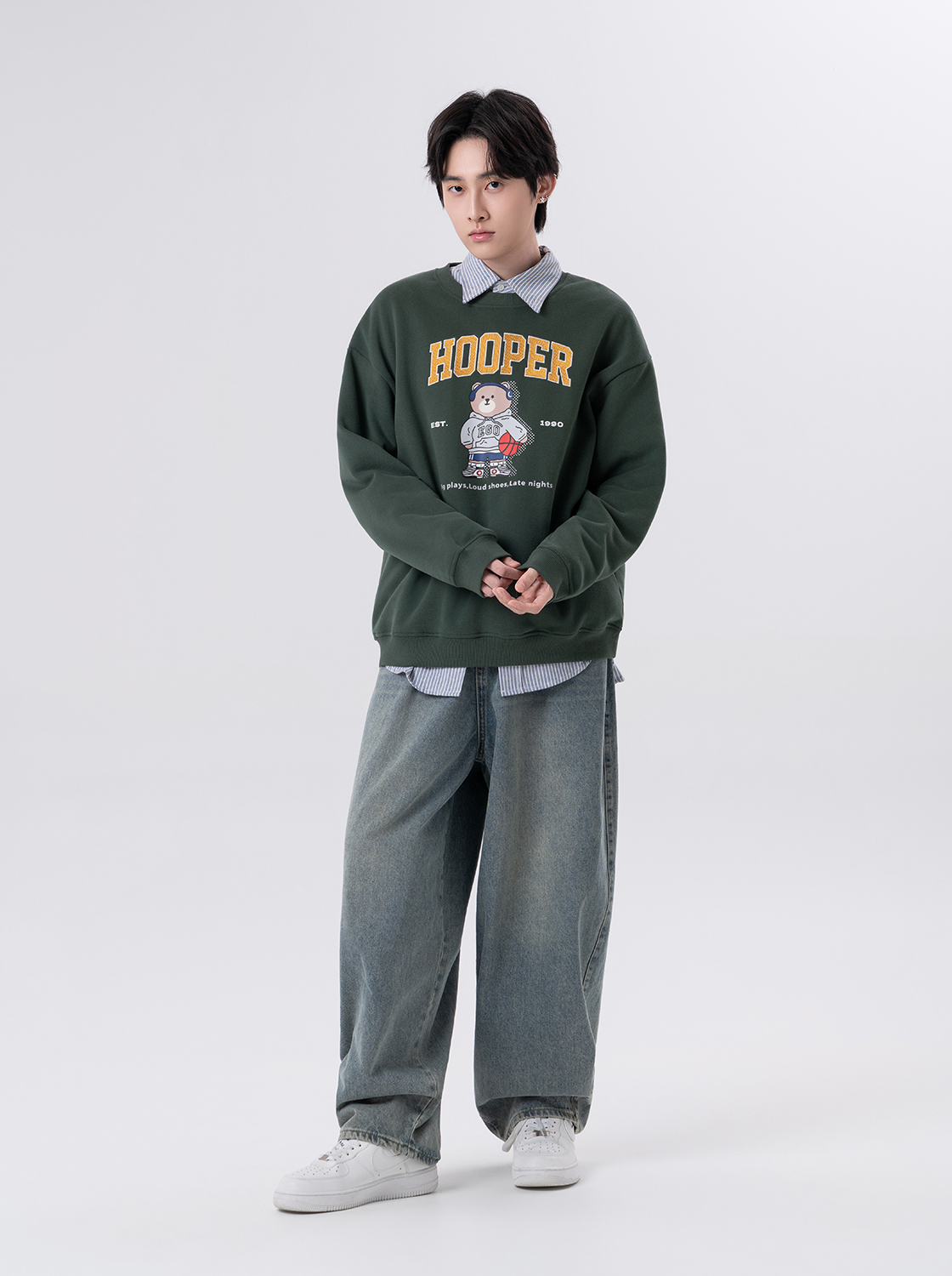 全能小熊刺繡印花大學T