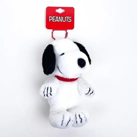 Snoopy Fluffy Mascot Black Plush Toy with Ball Chain (Black)