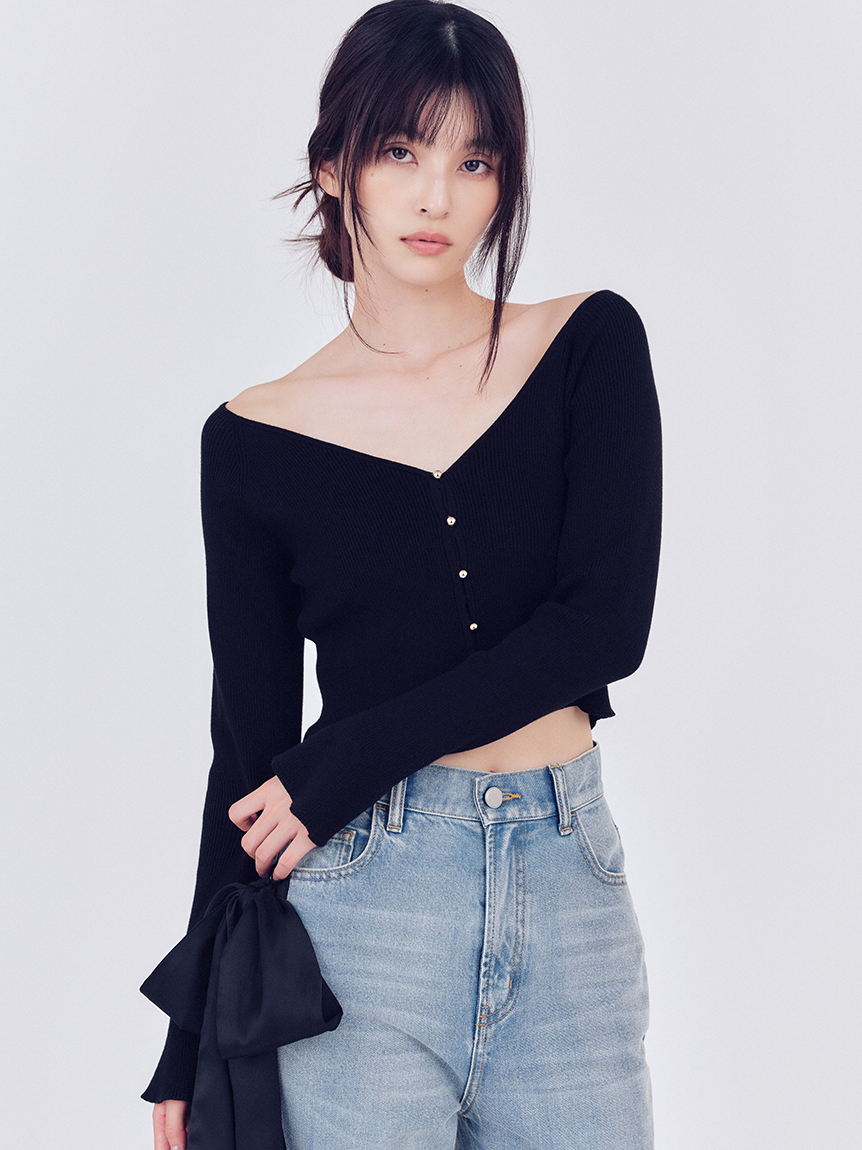 [預購] FRAY I.D 短版羅紋針織開襟衫