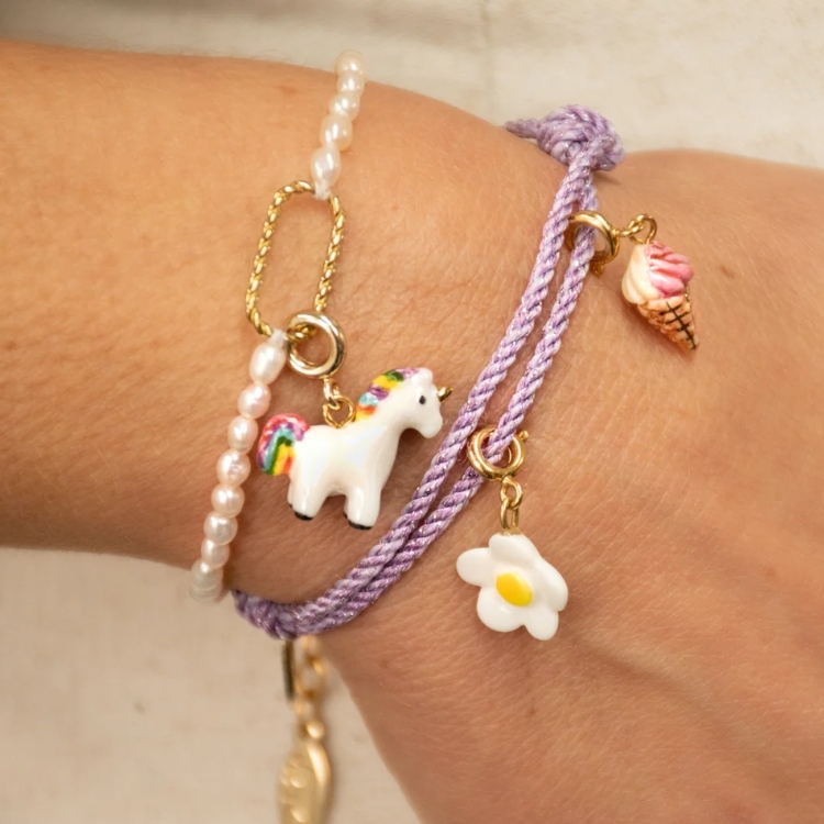 麻花邊長方造型與珍珠自由選手鍊