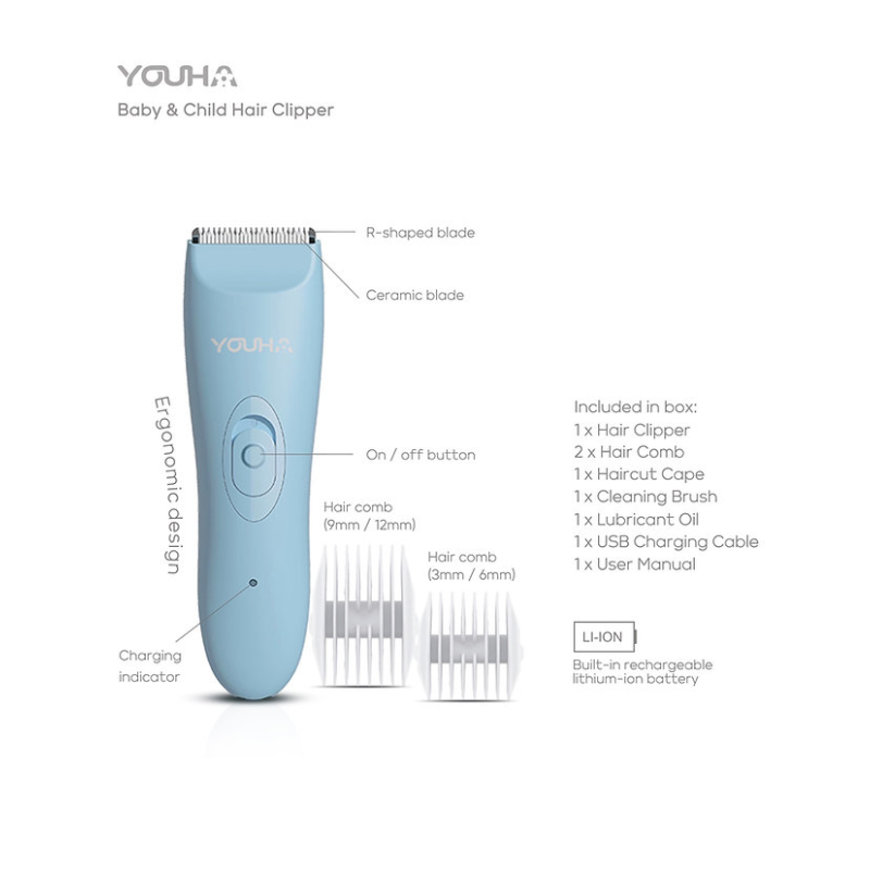 Youha Baby & Child Hair Clipper - Silent & Waterproof