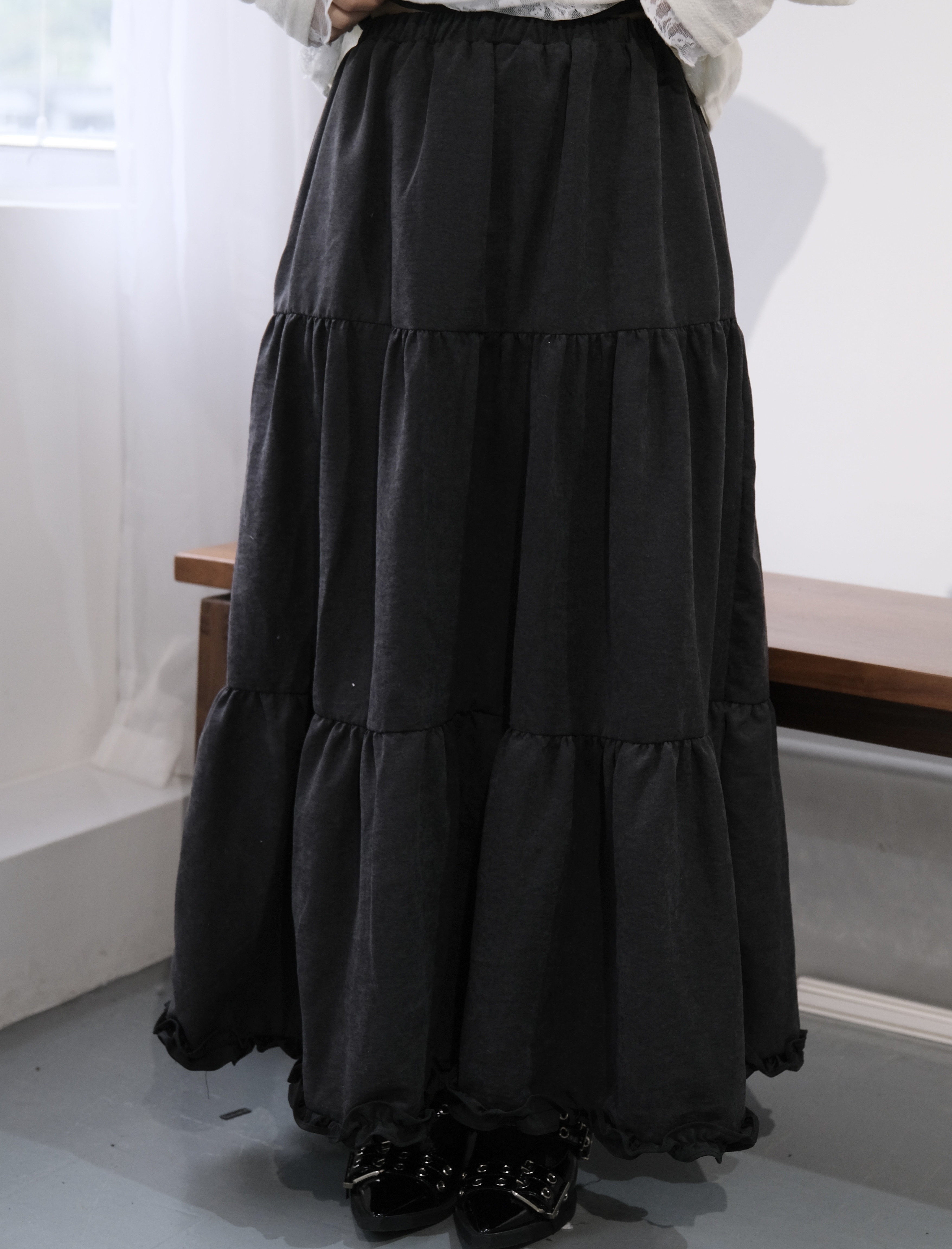 麂皮質料ruffle蛋糕SK