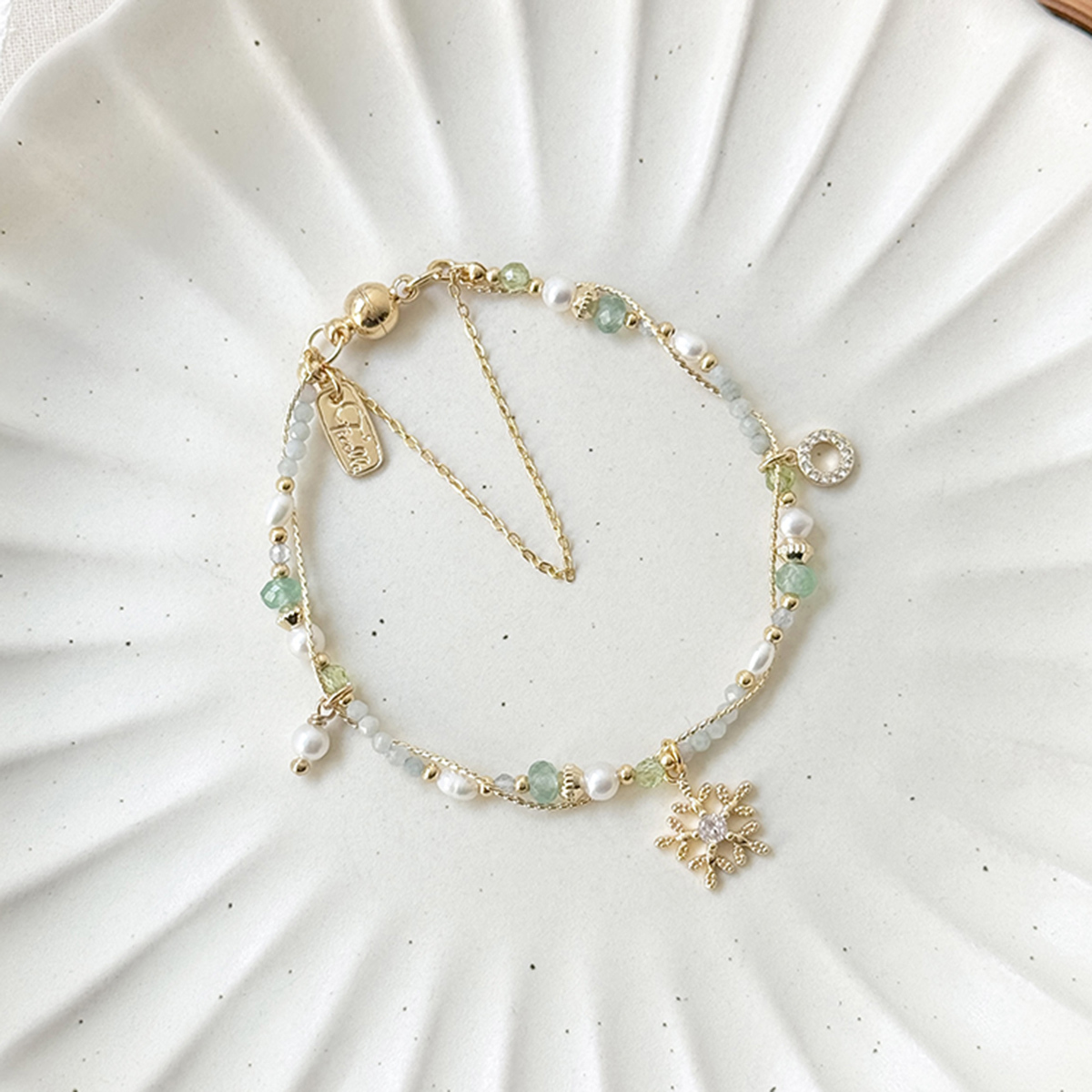 生日花 • 拾月拾陸 • 洋蓍草 – 珍珠東陵玉 – 手鍊