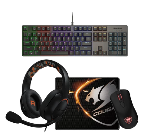 Cougar 美洲獅 Ultimus EX機械式鍵盤紅中+MINOS T1滑鼠鼠墊組+Dive耳機麥克風 [電競組合包]