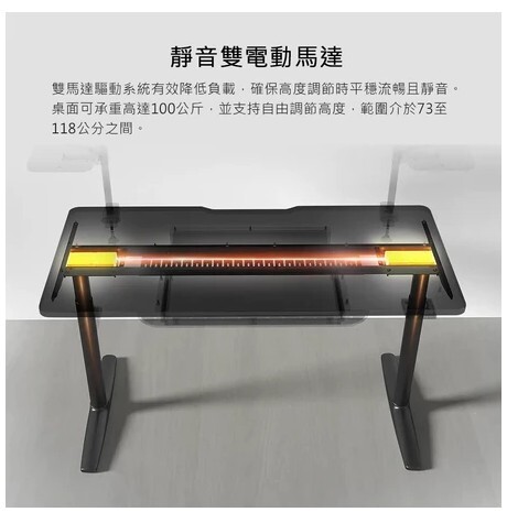 美洲獅 COUGAR E-ODYSSEY 雙馬達升降電腦桌(附洞洞板與配件)