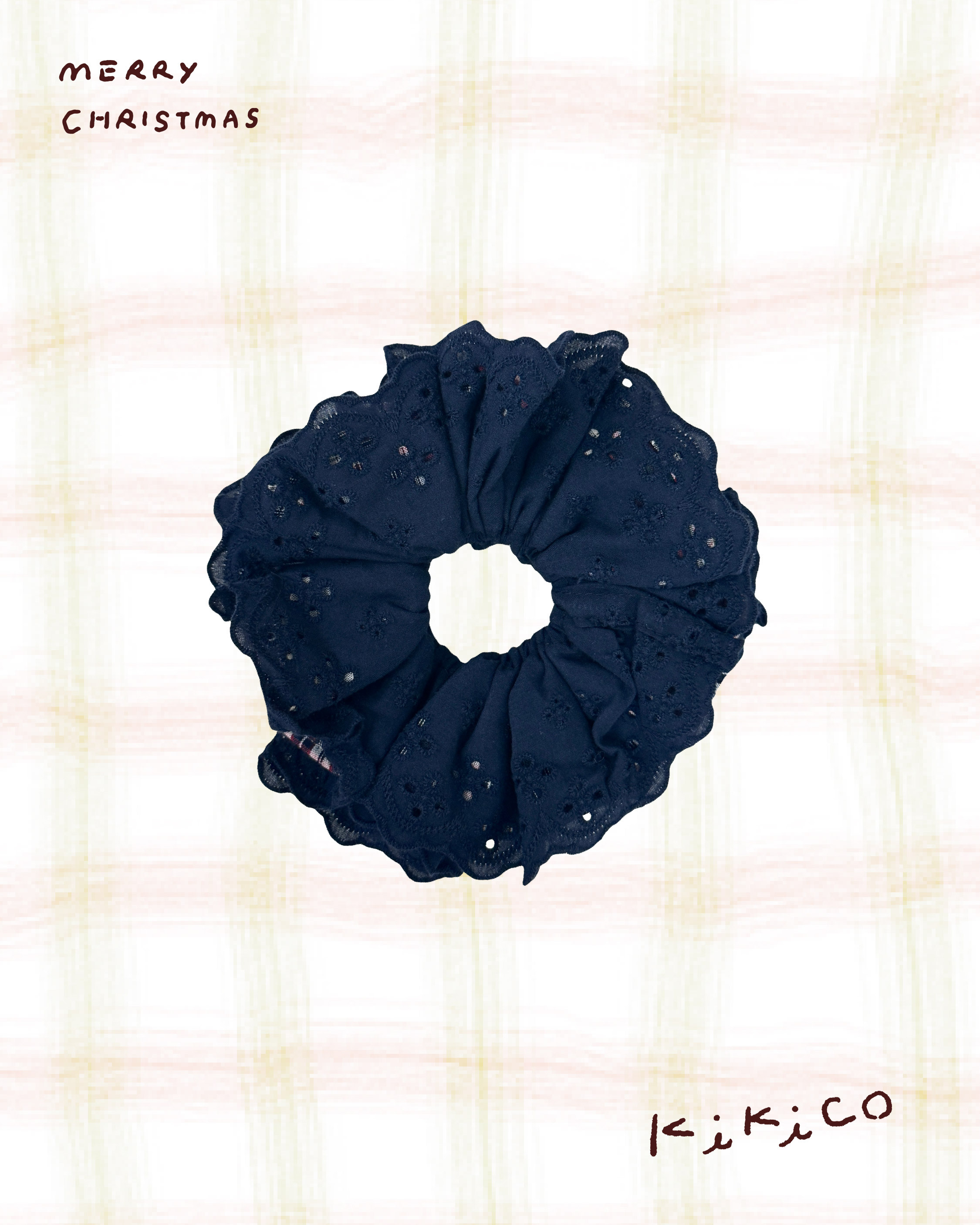 雙層格紋拼通花髮圈