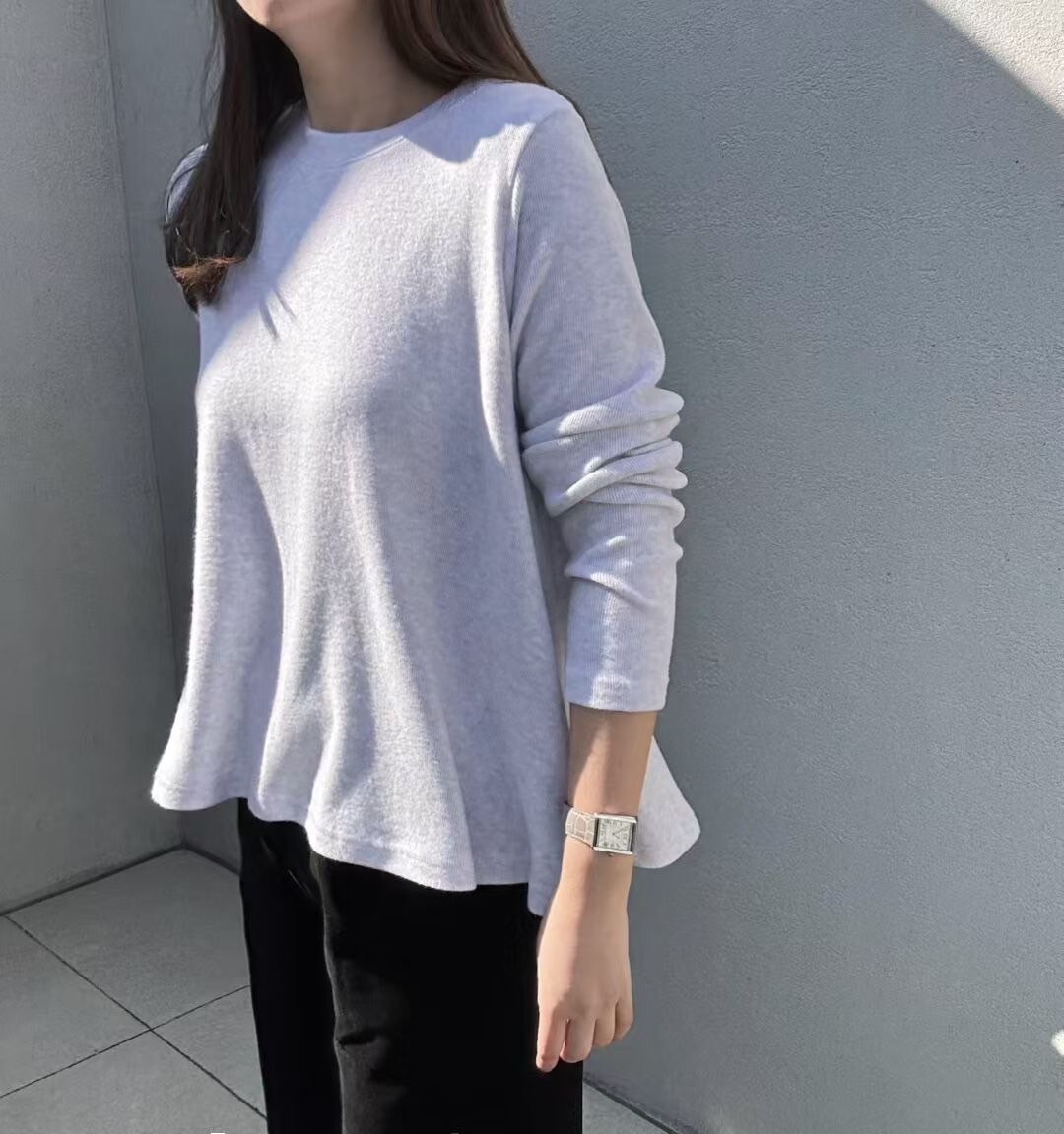 氣質女子圓領長袖傘擺上衣 / 3色