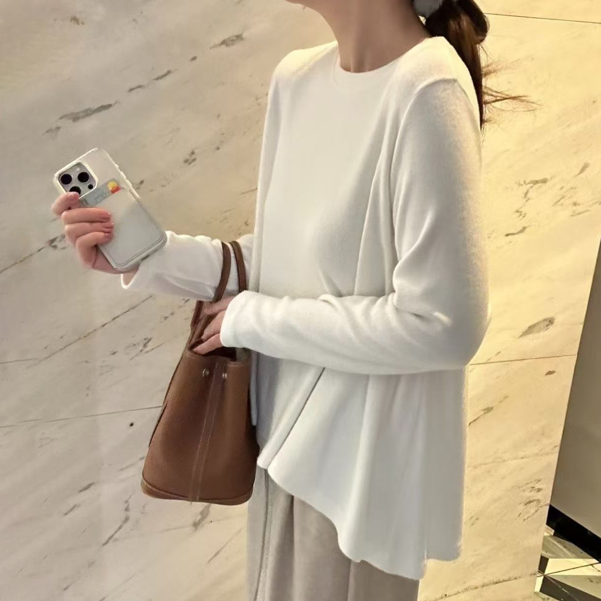 氣質女子圓領長袖傘擺上衣 / 3色