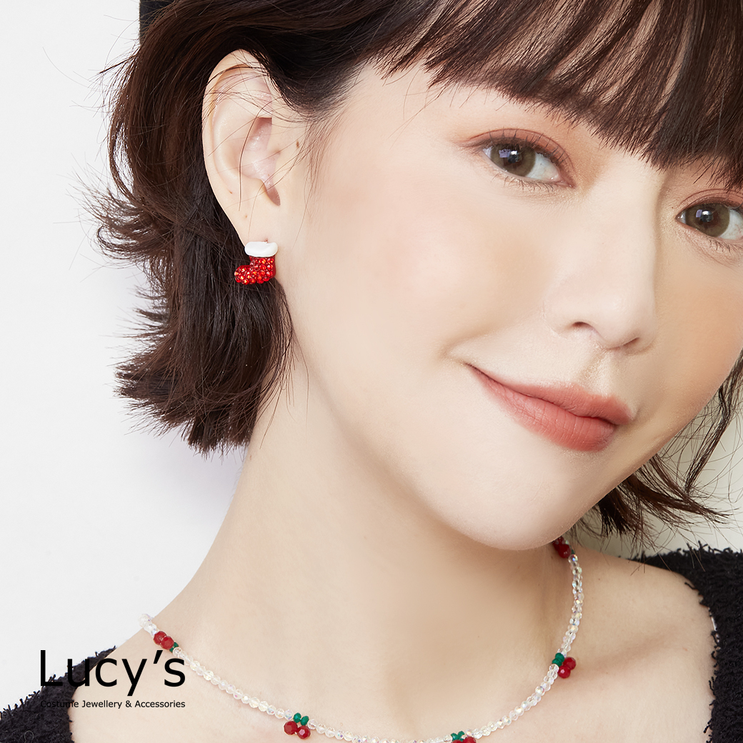 聖誕紅襪帽 耳環 (128409)