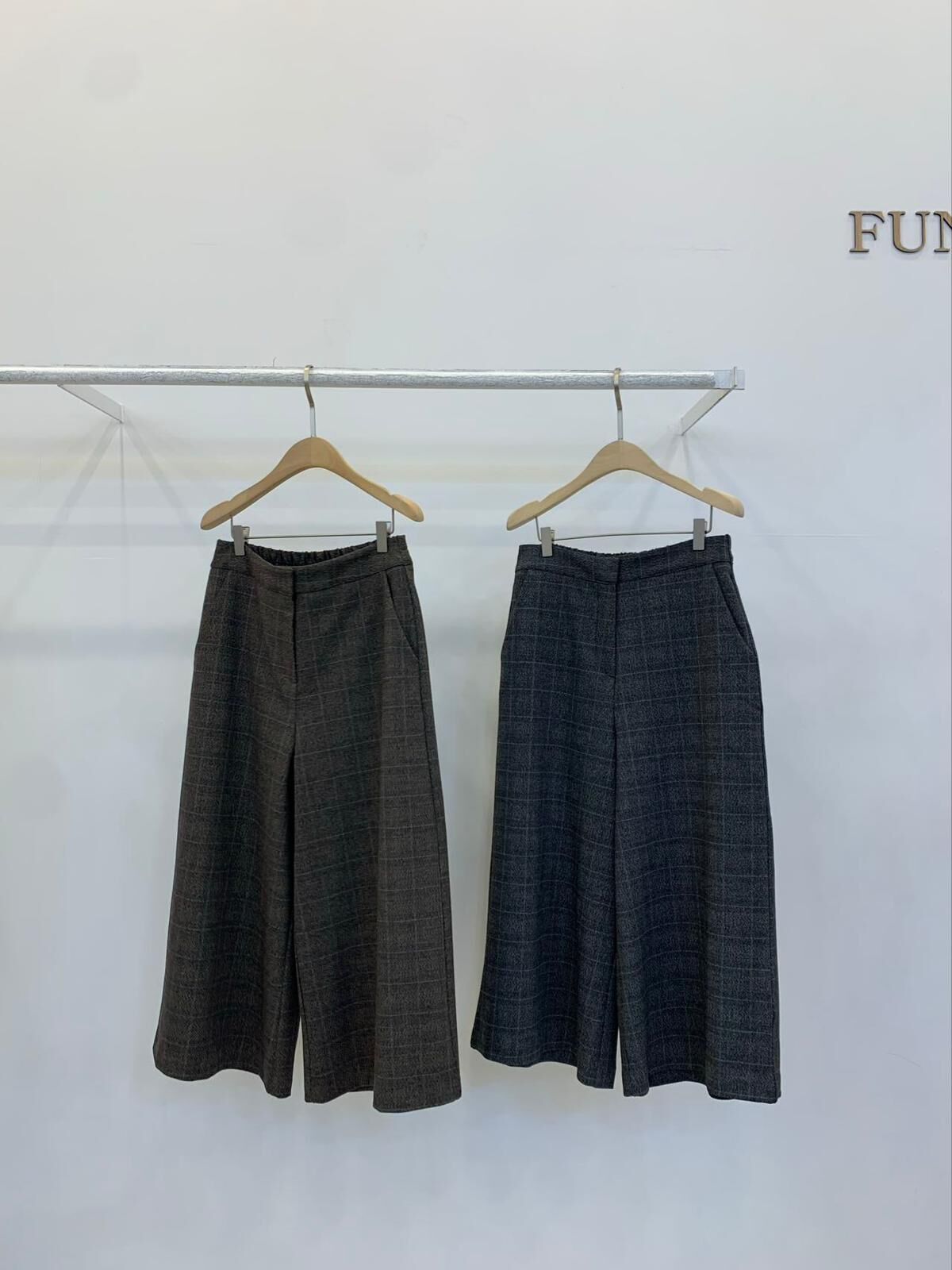 03639a/韓國A型復古格紋闊腿褲 S:30-34/40/31 M:32-36/42/33