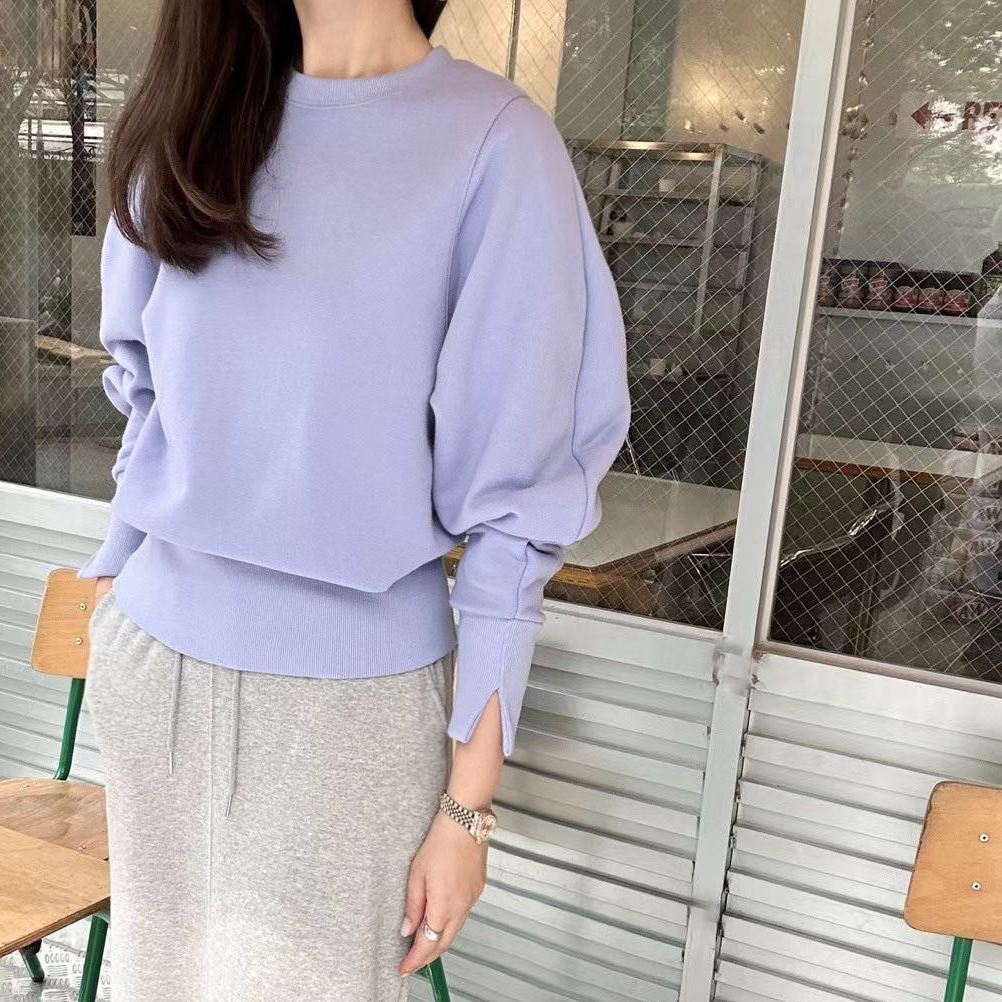 糖果色系開衩手袖造型圓領大學TEE / 5色