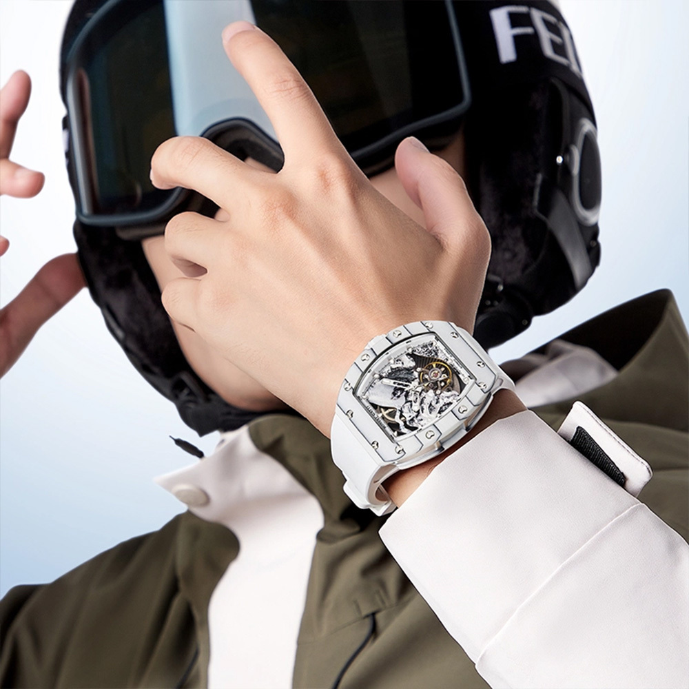 (預購)【Bonest Gatti 布加迪】攀登之路系列 BG9002 酒桶款 雙面鏤空 夜光 3D立體登山者錶盤 20顆寶石軸承 碳纖維錶圈 機械錶