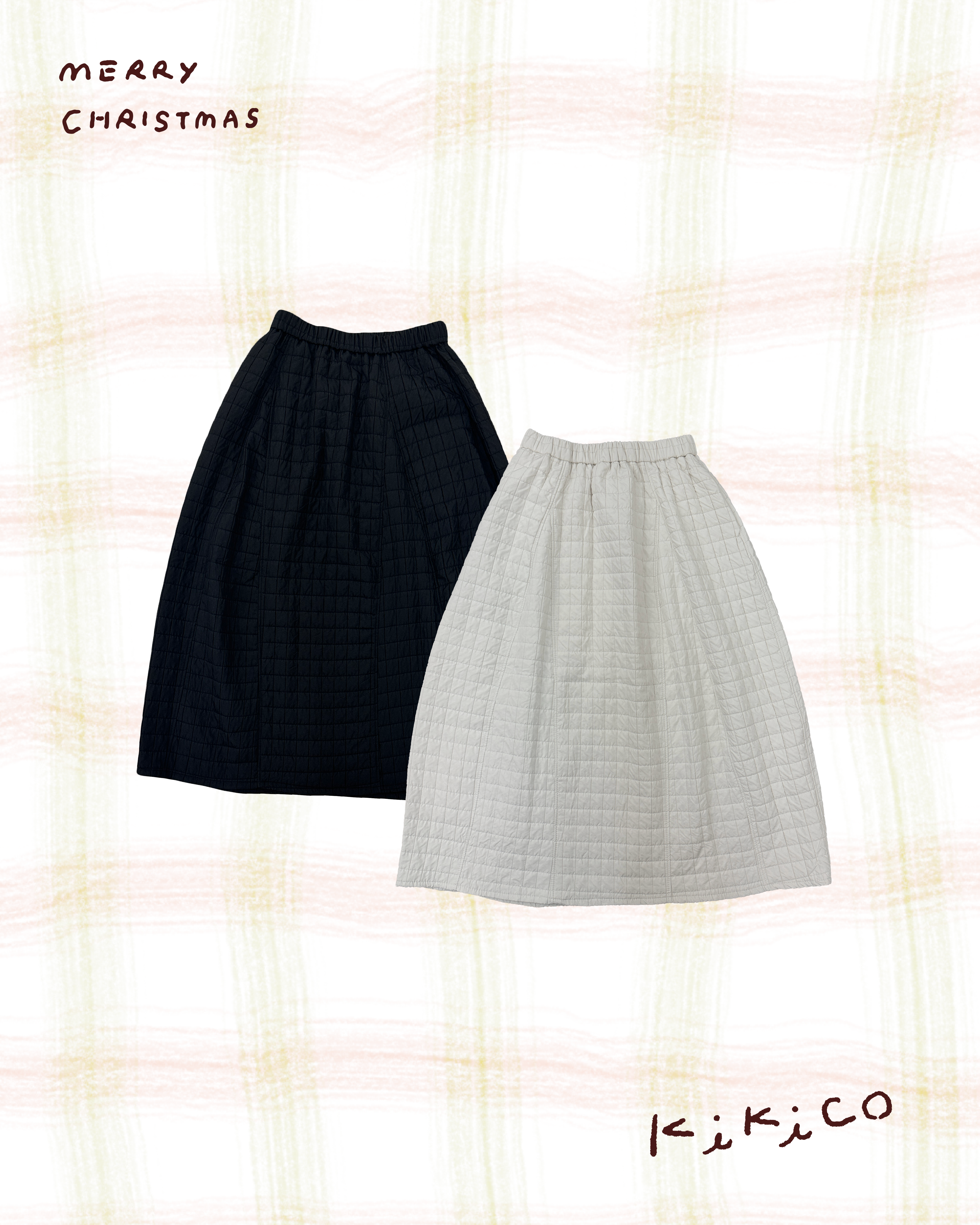 格格夾棉質感全橡筋半裙