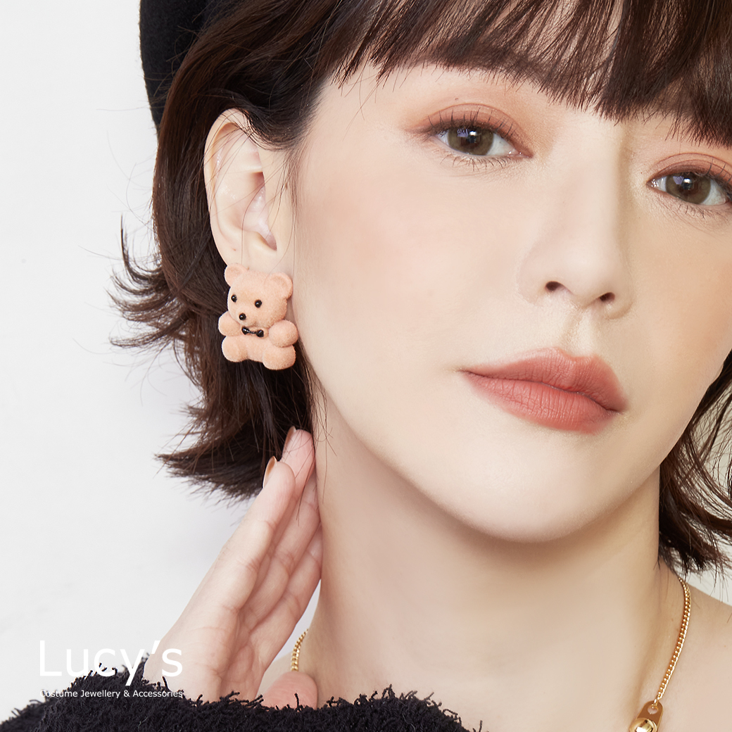 絨毛熊熊 耳環 (二色) (128018/128019)