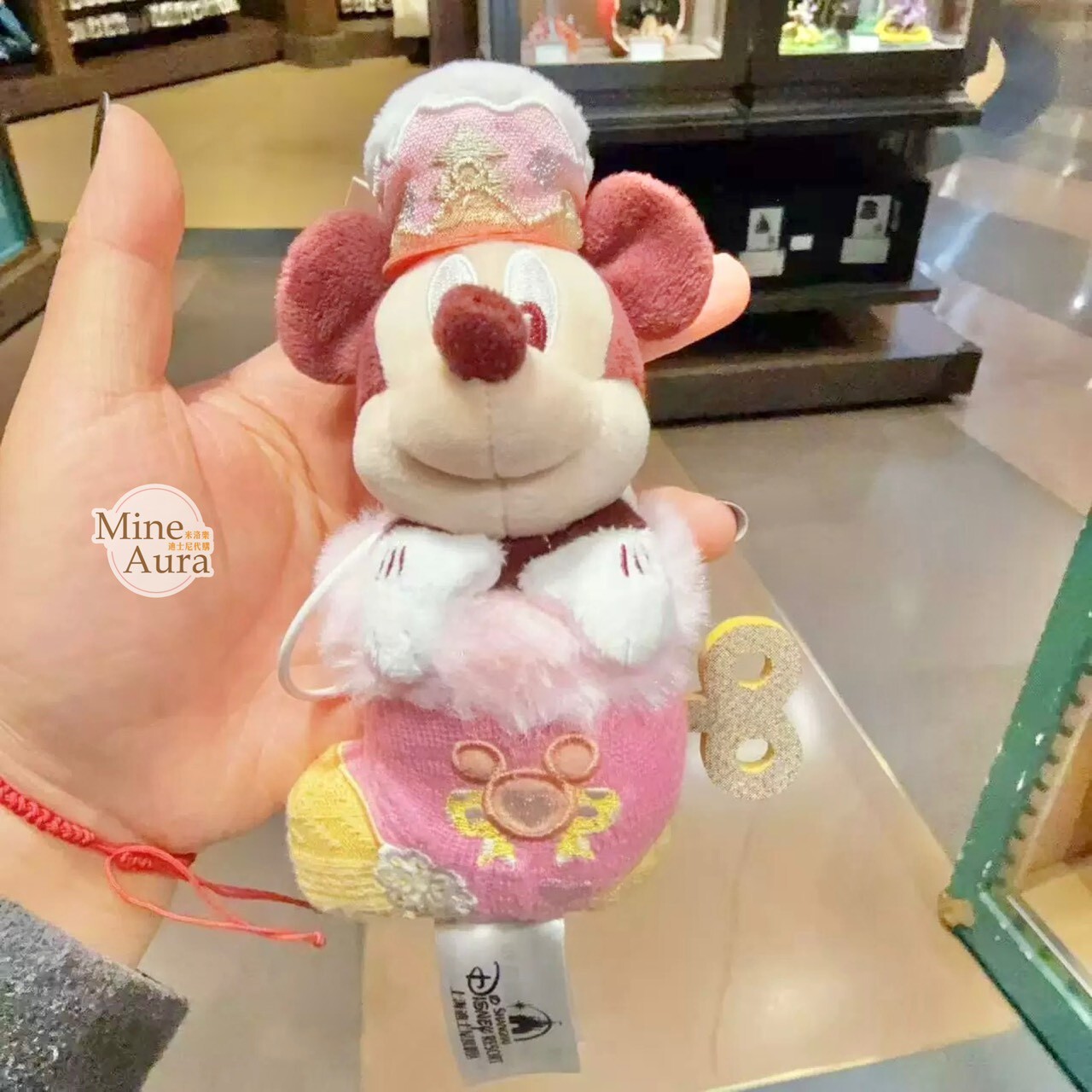 聖誕襪系列 米奇和朋友們系列 米奇 Mickey 米妮 Minnie 絨毛 鑰匙圈 吊飾 -上海迪士尼樂園