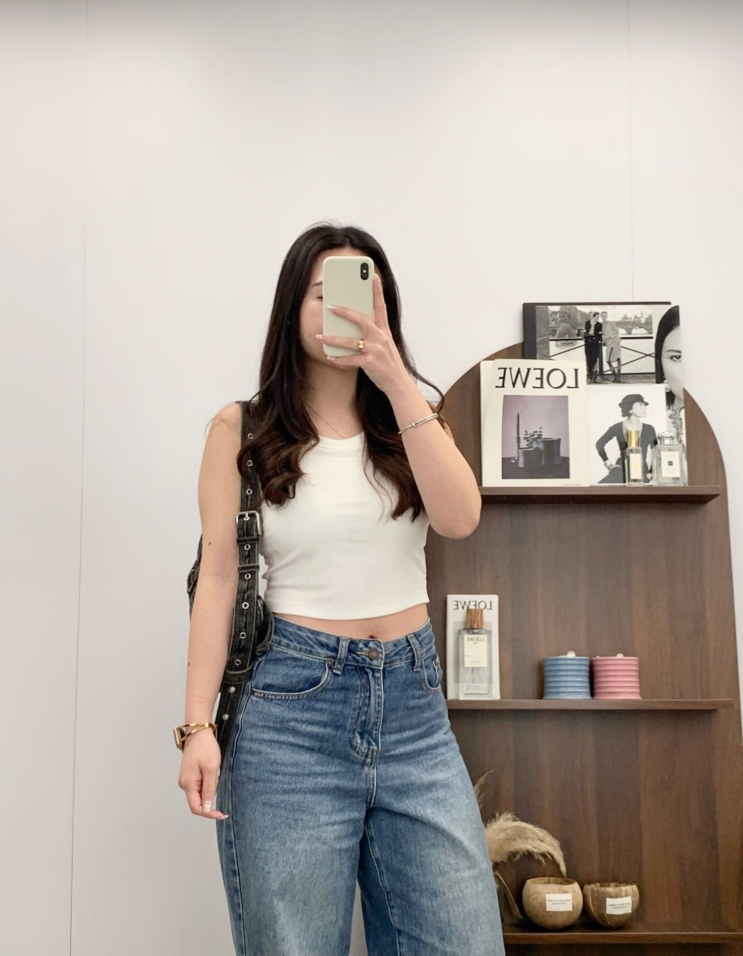 工字背心連胸墊(白色)