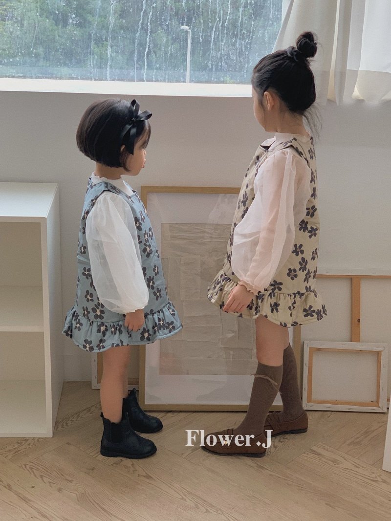 韓國🇰🇷Flower.J 網紗澎袖內搭衣+花花背心洋裝(XS-XL)