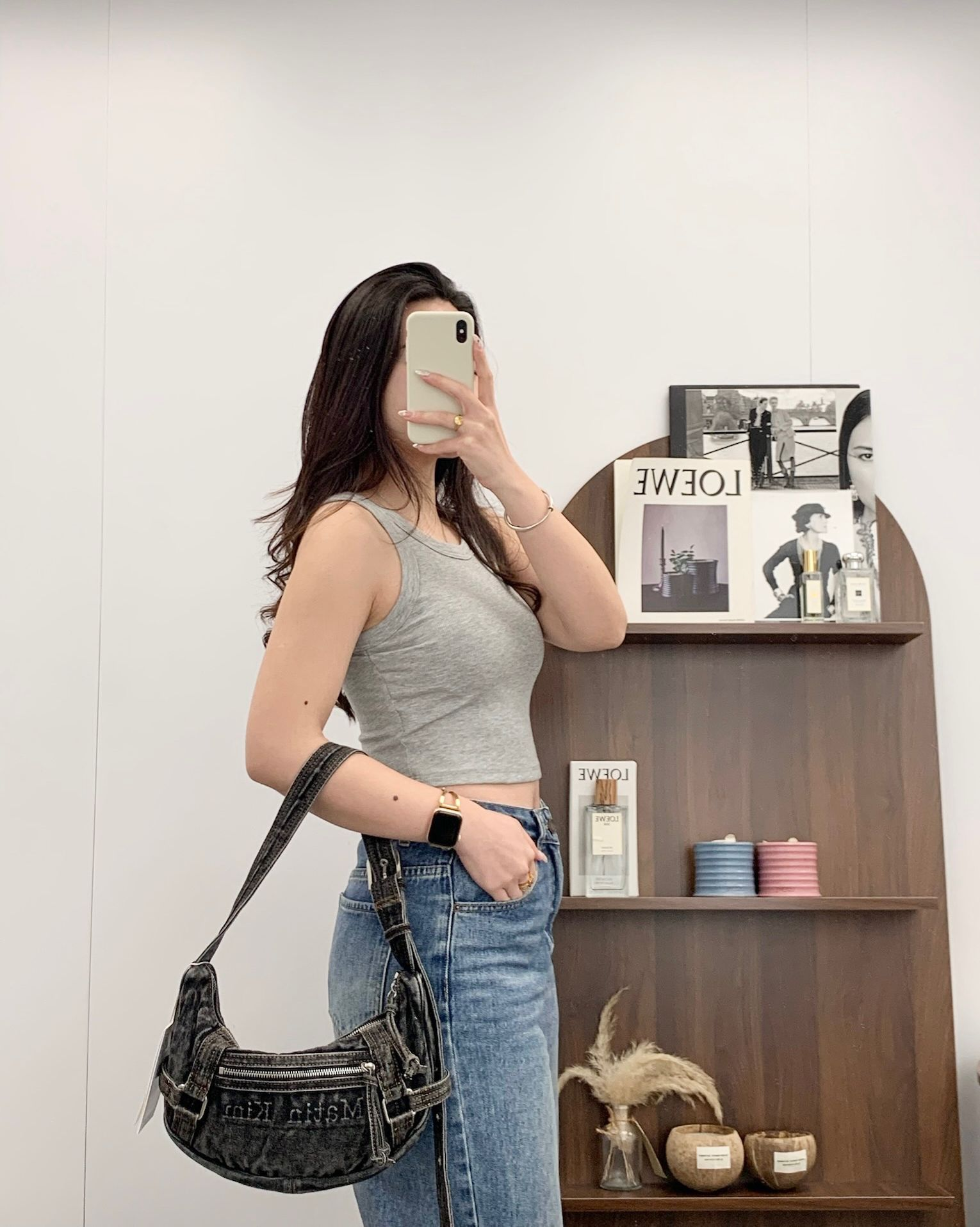 工字背心連胸墊(灰色)