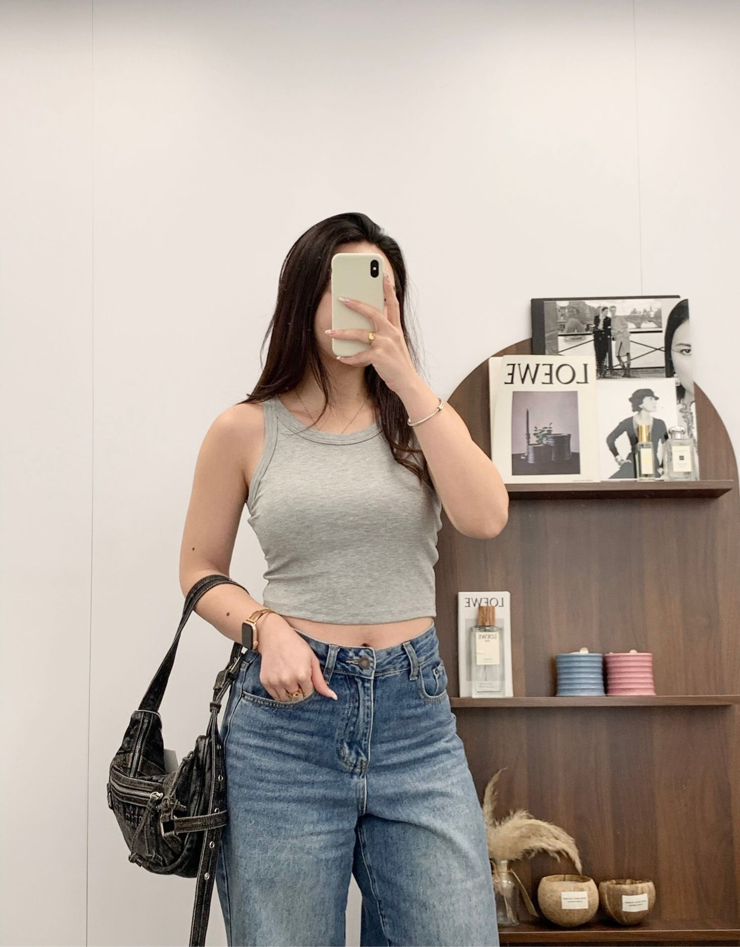 工字背心連胸墊(灰色)