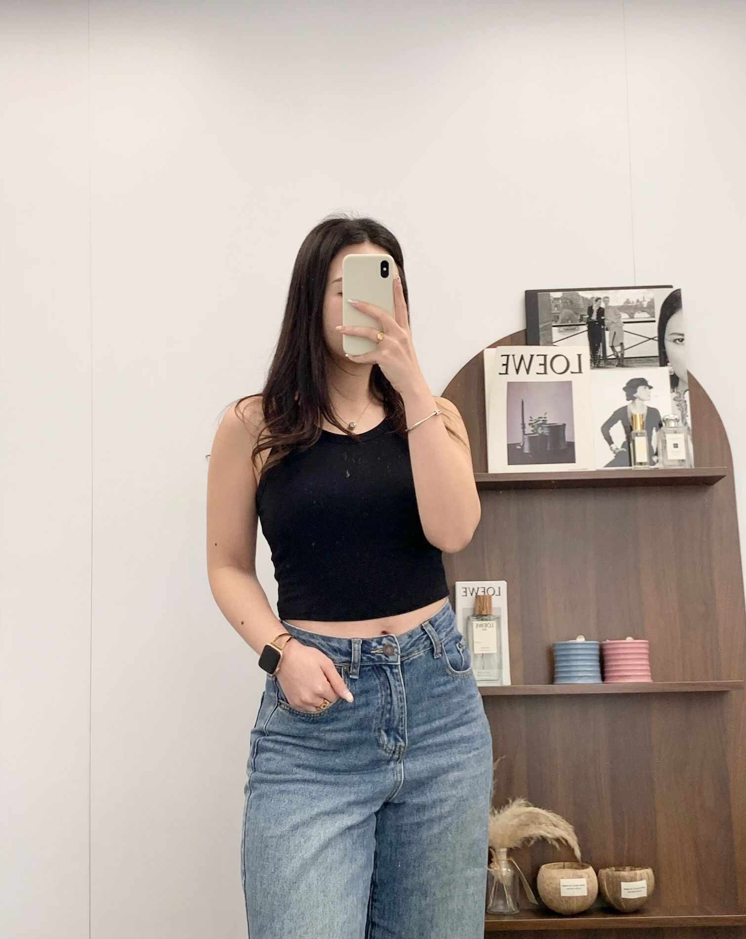 工字背心連胸墊(黑色)