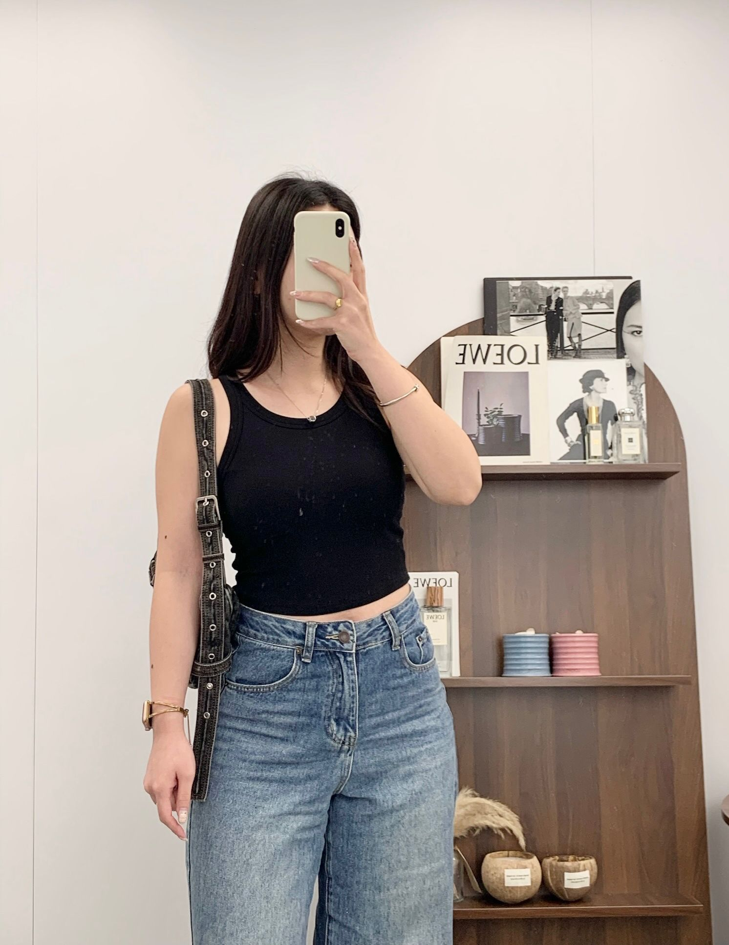 工字背心連胸墊(黑色)