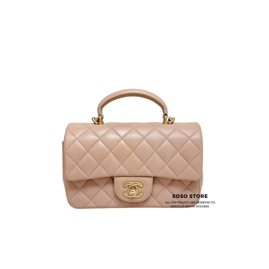 Chanel Mini Flap Bag With Handle - Pink / Ghw