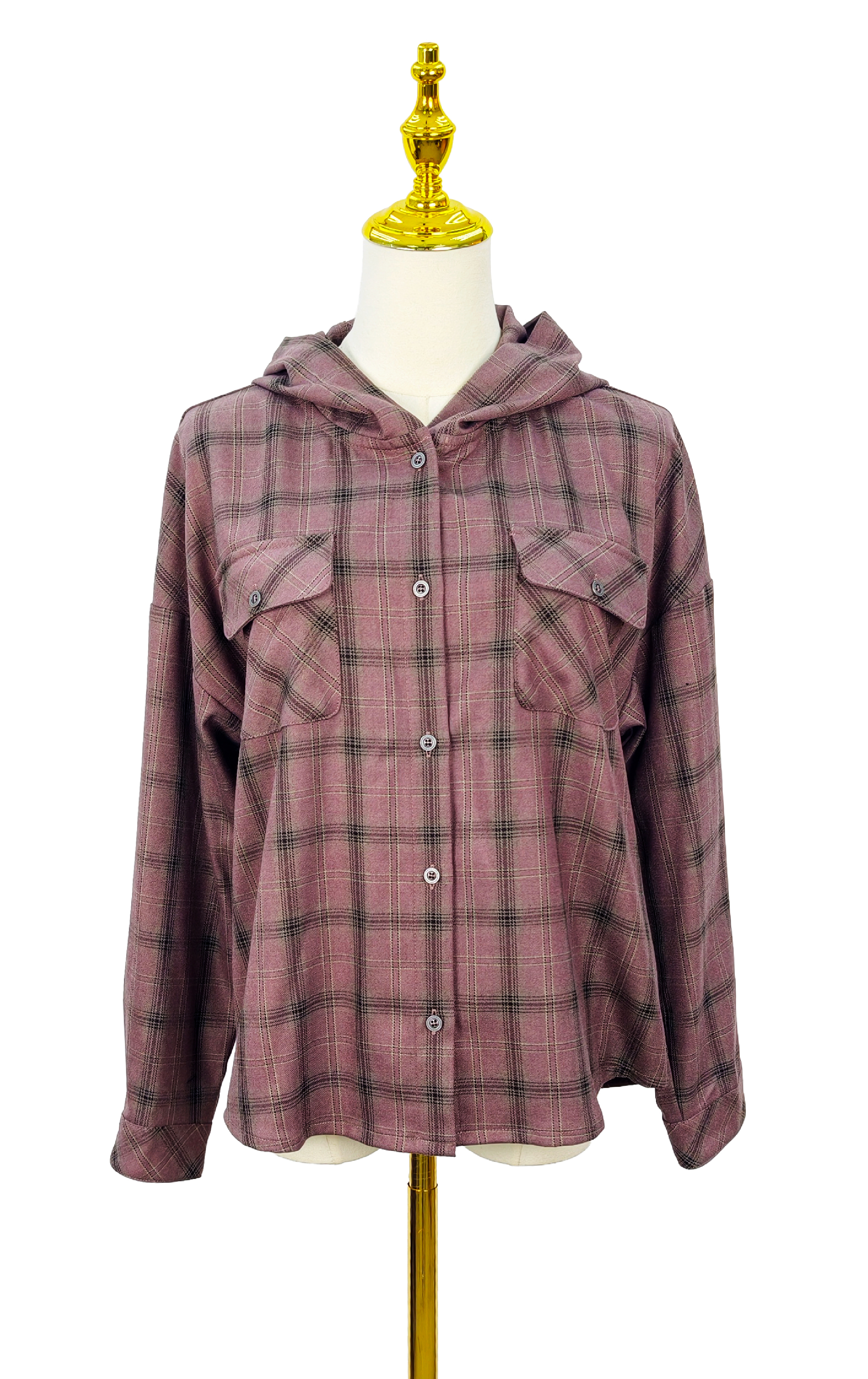 格紋連帽襯衫 SH0305