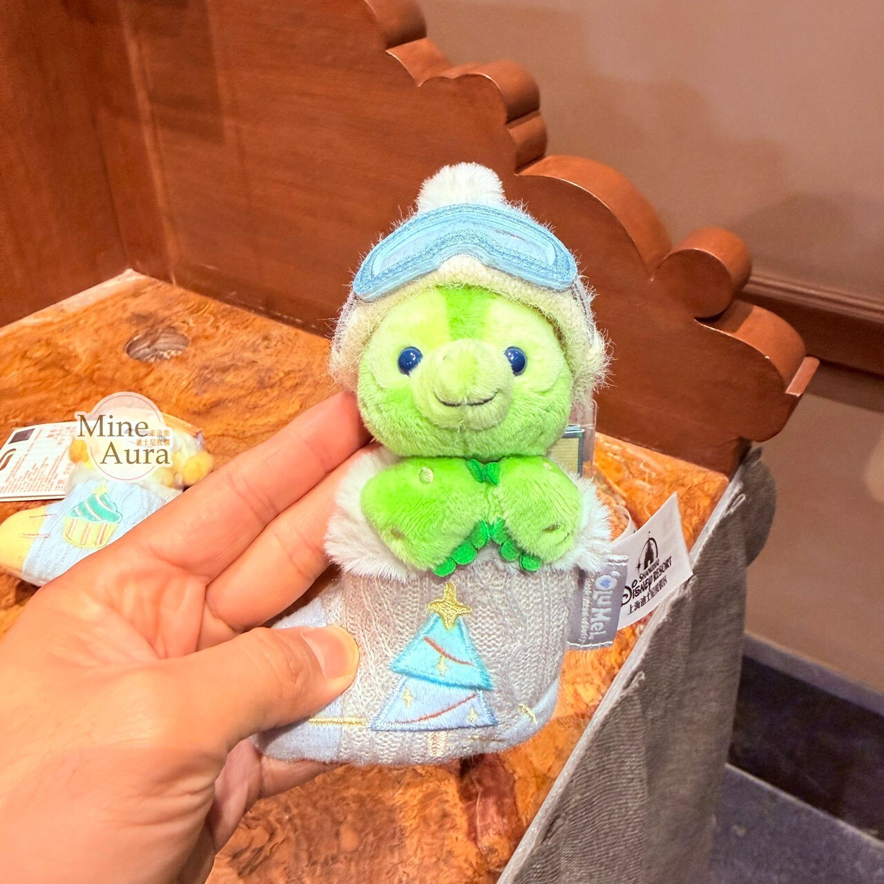 聖誕襪系列 達菲和朋友們系列 奧樂米拉 海龜 OluMel 絨毛 鑰匙圈 吊飾 -上海迪士尼樂園