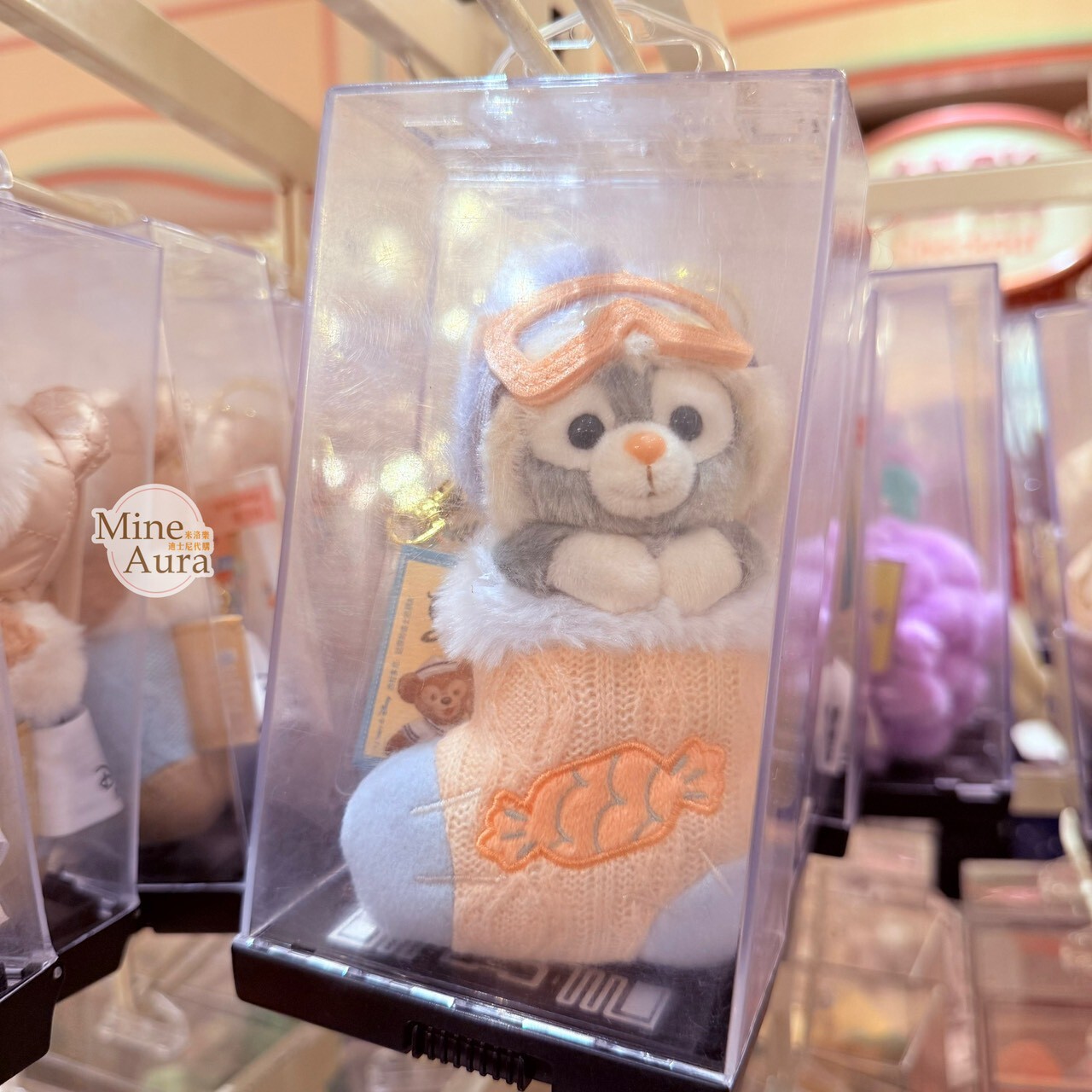 聖誕襪系列 達菲和朋友們系列 傑拉托尼 畫家貓 Gelatoni 絨毛 鑰匙圈 吊飾 -上海迪士尼樂園