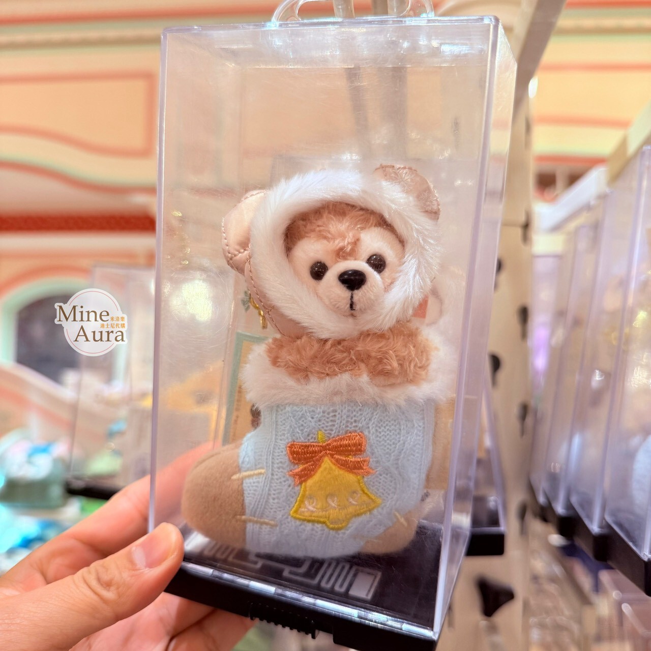 聖誕襪系列 達菲和朋友們系列 達菲 Duffy 絨毛 鑰匙圈 吊飾 -上海迪士尼樂園