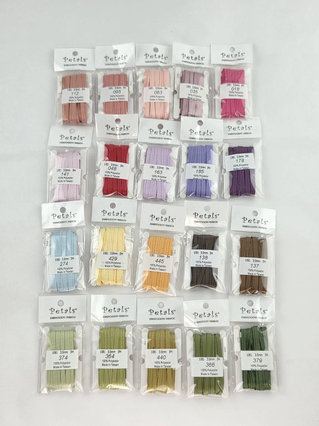 細版橫紋帶3.5mmx5M單包/Petals緞帶刺繡