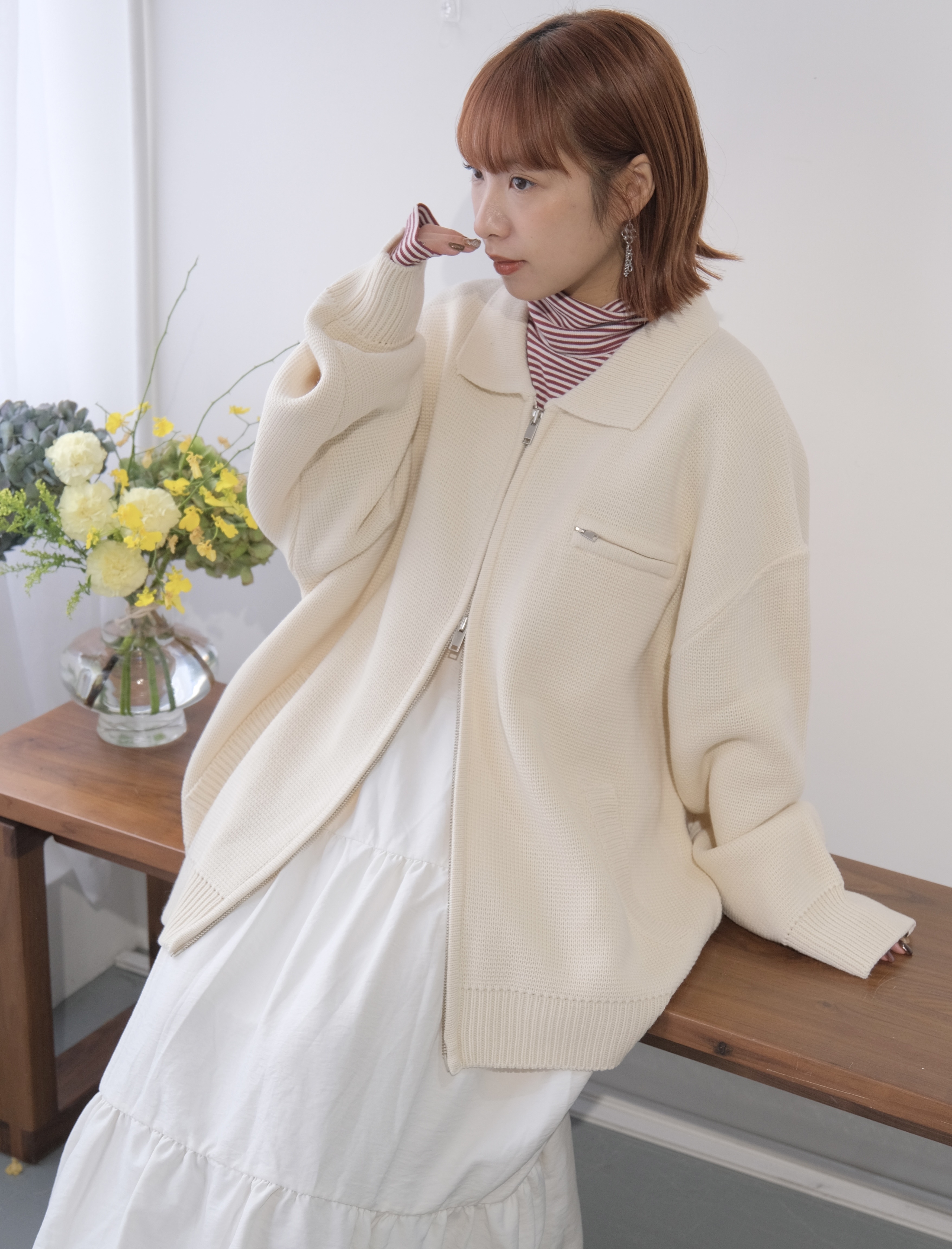 反領雙拉鍊Unisex Top