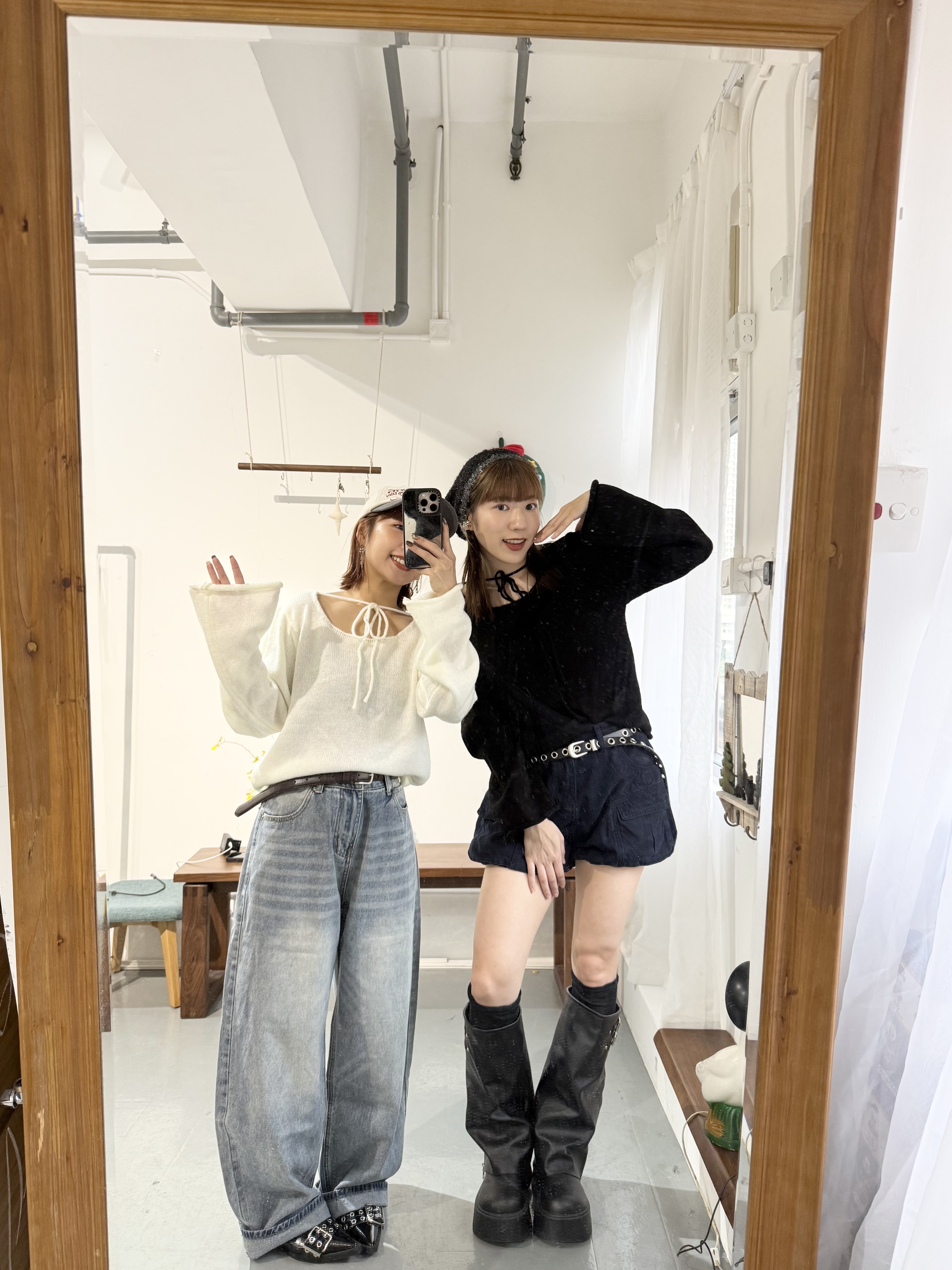 兩著捲邊綁帶Top