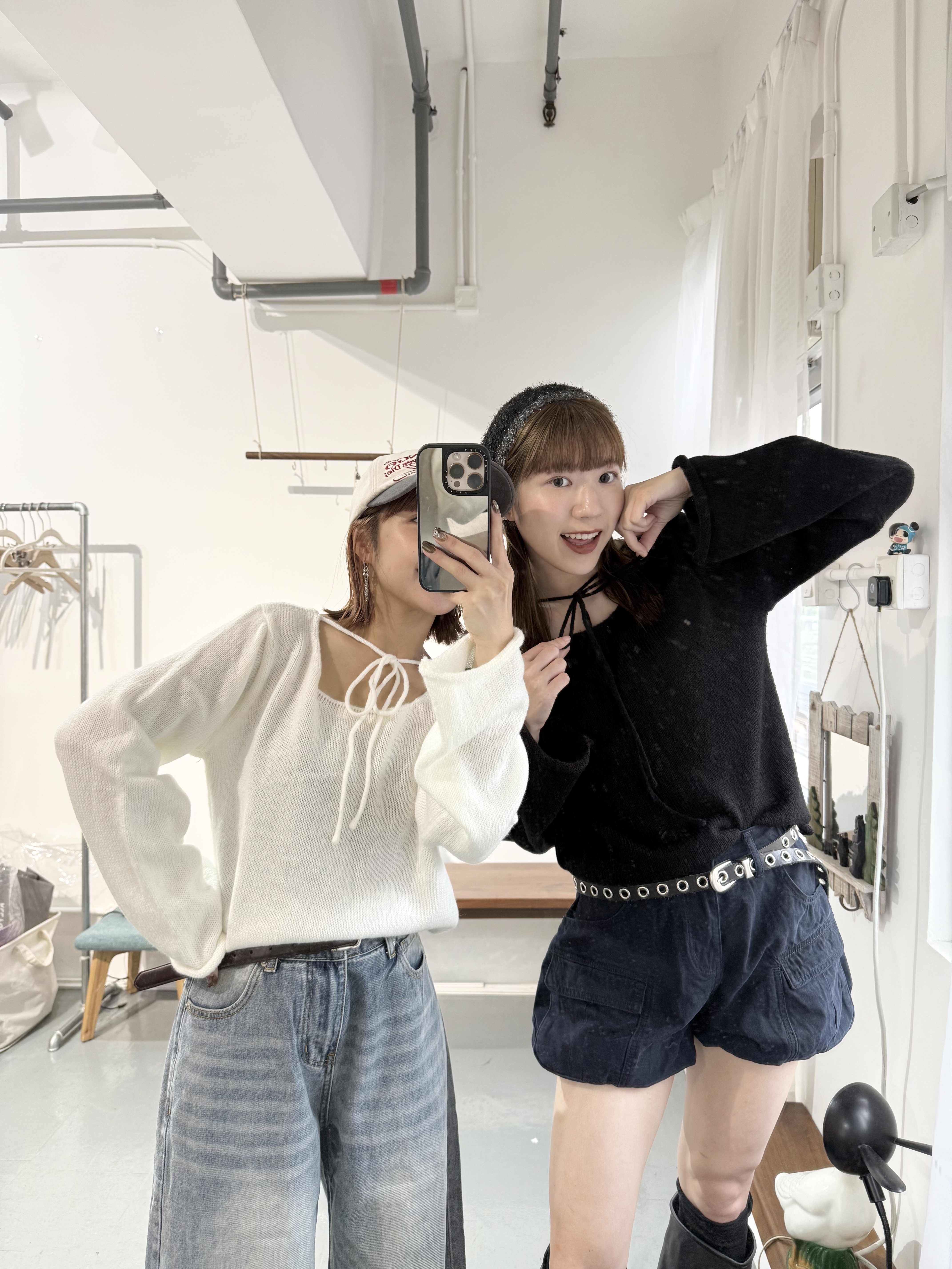 兩著捲邊綁帶Top