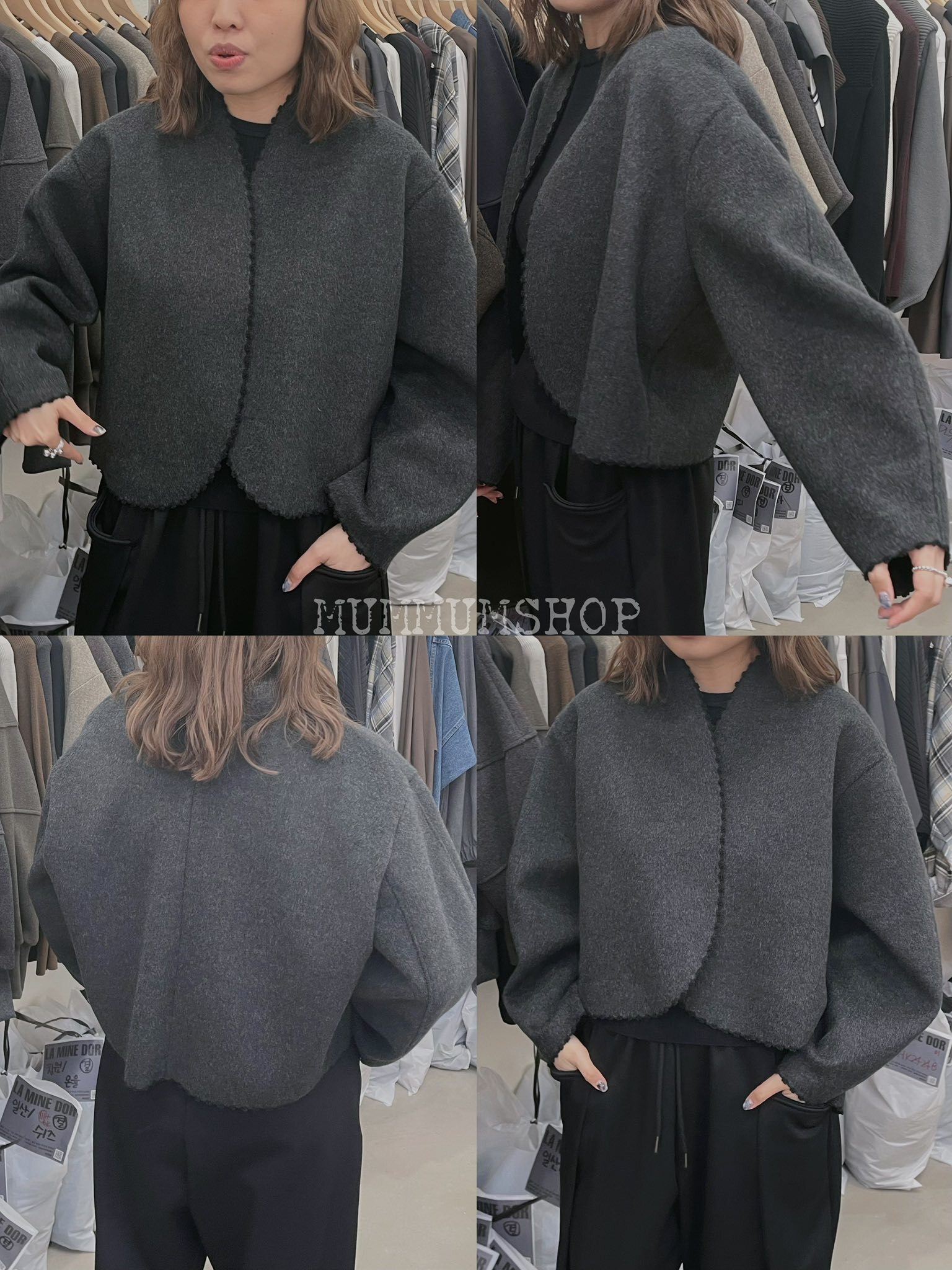 0212959a/韓國甜美勾花邊無鈕扣外套 52/52/23