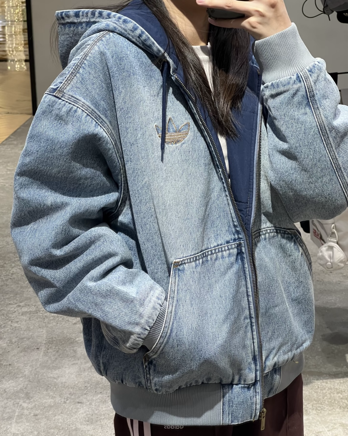 ADIDAS ORIGINALS 牛仔連帽外套 復古 縫線