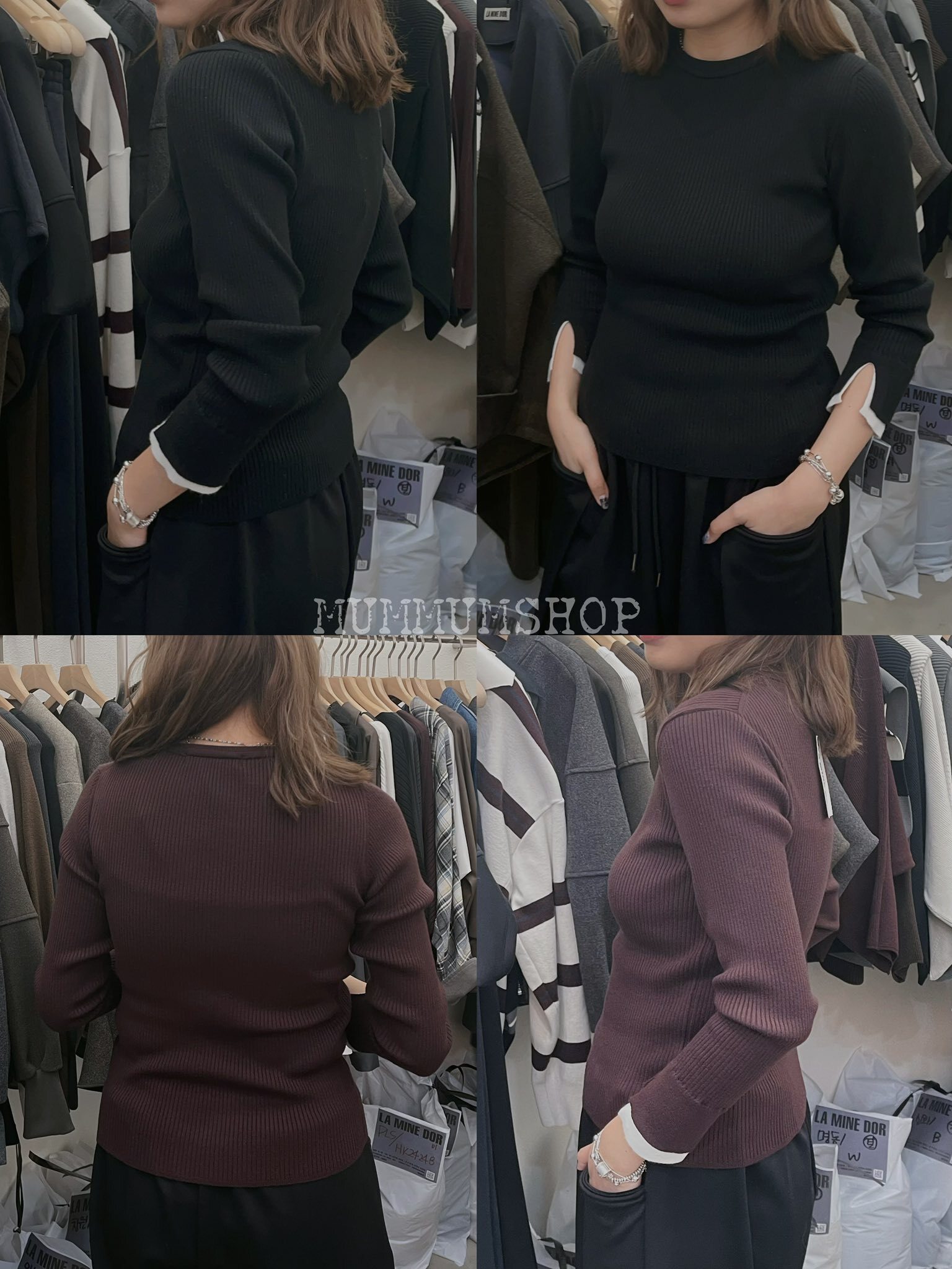 0212944a/韓國別有一袖針織上衣 32-42/34-42/23