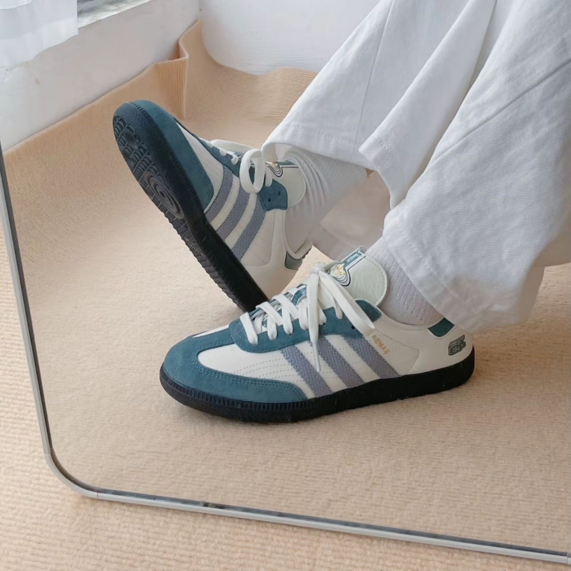 NICEDAY 代購 Adidas Samba OG 寶藍色 深藍色 海軍藍 米白藍 米色 金標 復古 JP9222