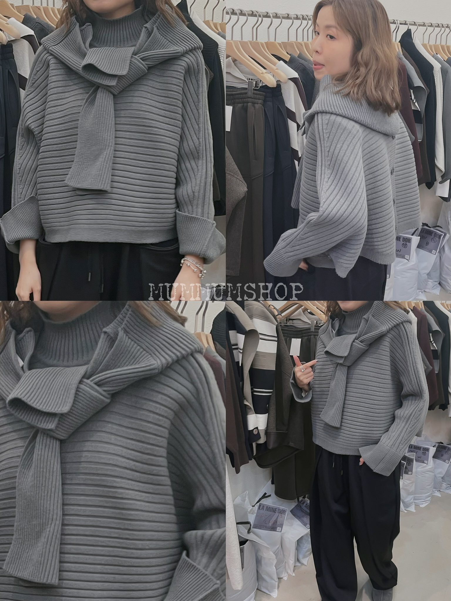 ac898/韓國立體條紋感圍巾