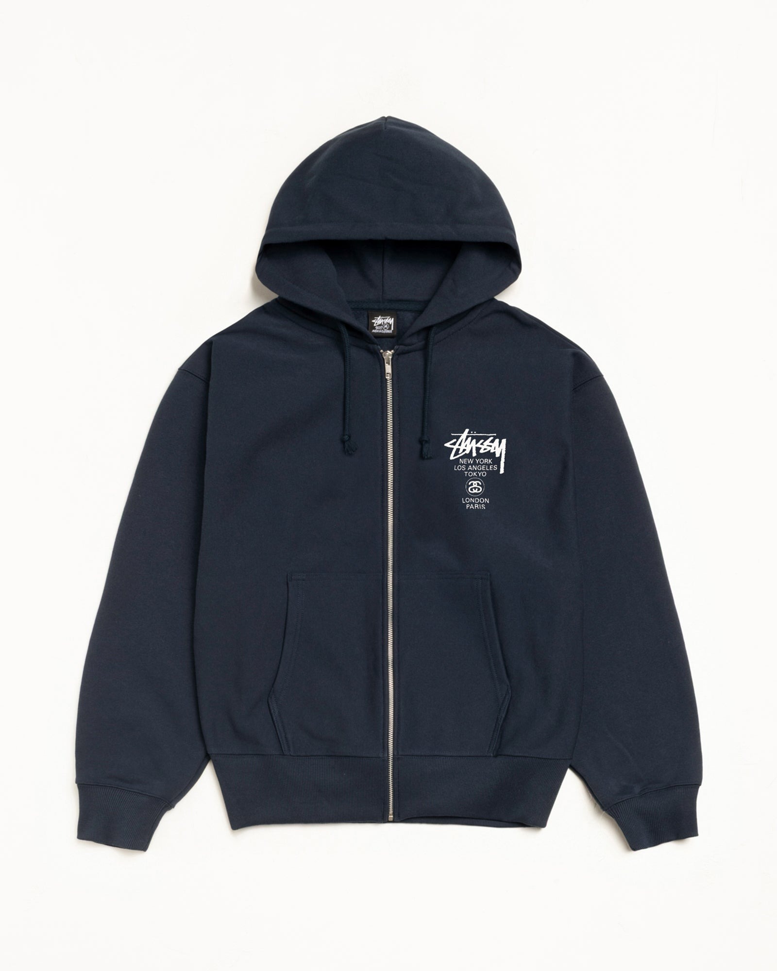 STUSSY WORLD TOUR ZIP HOODIE - Navy 拉鏈外套